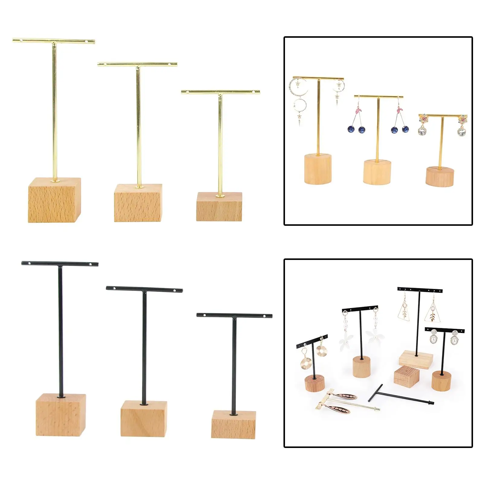 3pcs Fashion T- Jewelry Display Stand Jewelry Organizer Retail Display Stand Tabletop Jewelry  for Bracelet Earrings Studs