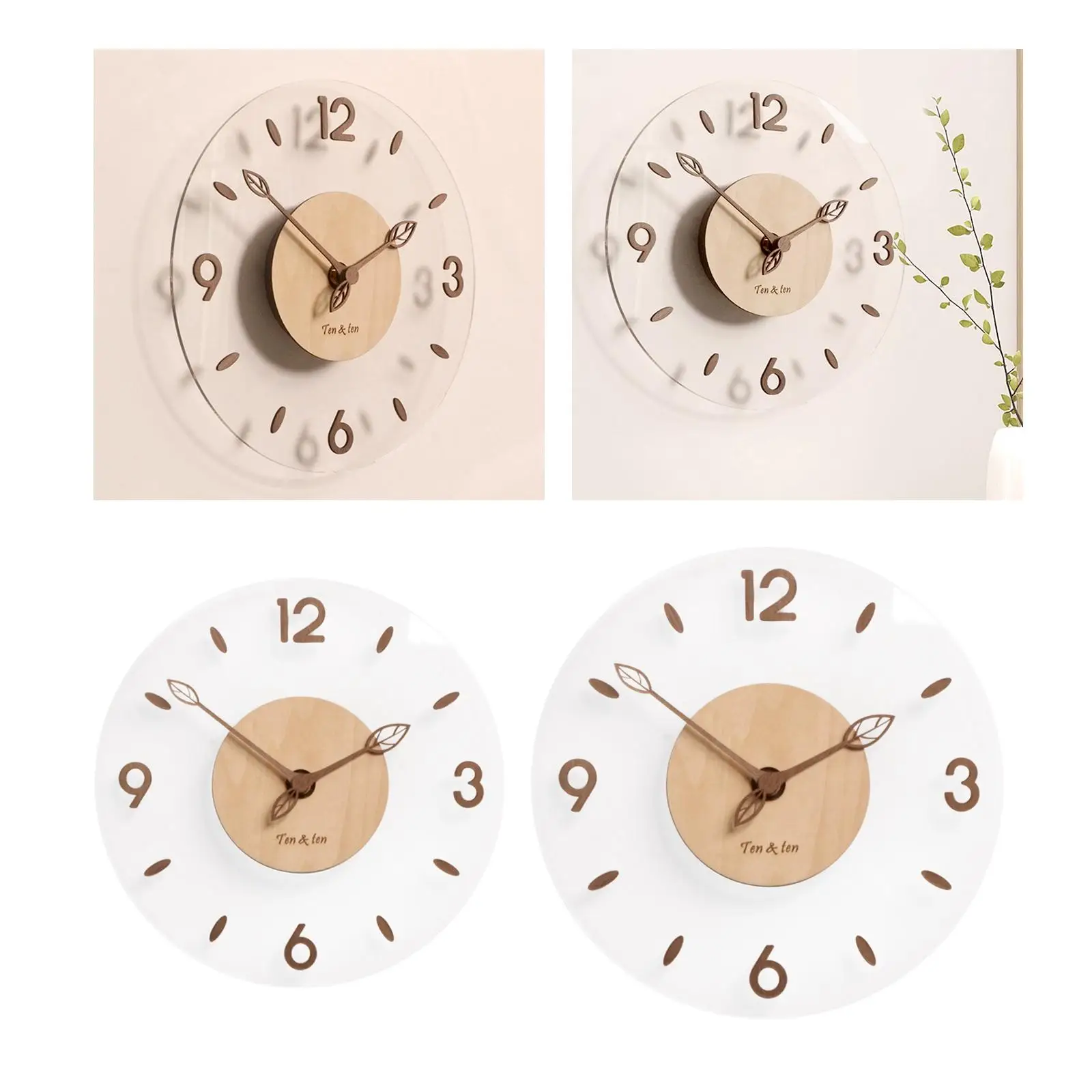 Modern Minimalist Acrylic Wall Clock Silent Decorative Round Wall Hanging Clocks for Cafe Bedroom Decor