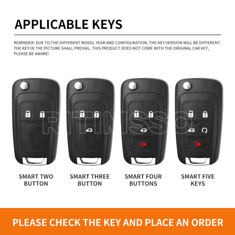 Custodia per chiave a scatto per auto in pelle di metallo Shell per Chevrolet Cruze Aveo Trax Opel Astra Corsa Meriva Zafira Antara J per Buick Fob - S529202fae8304480beae4d0b32220504n