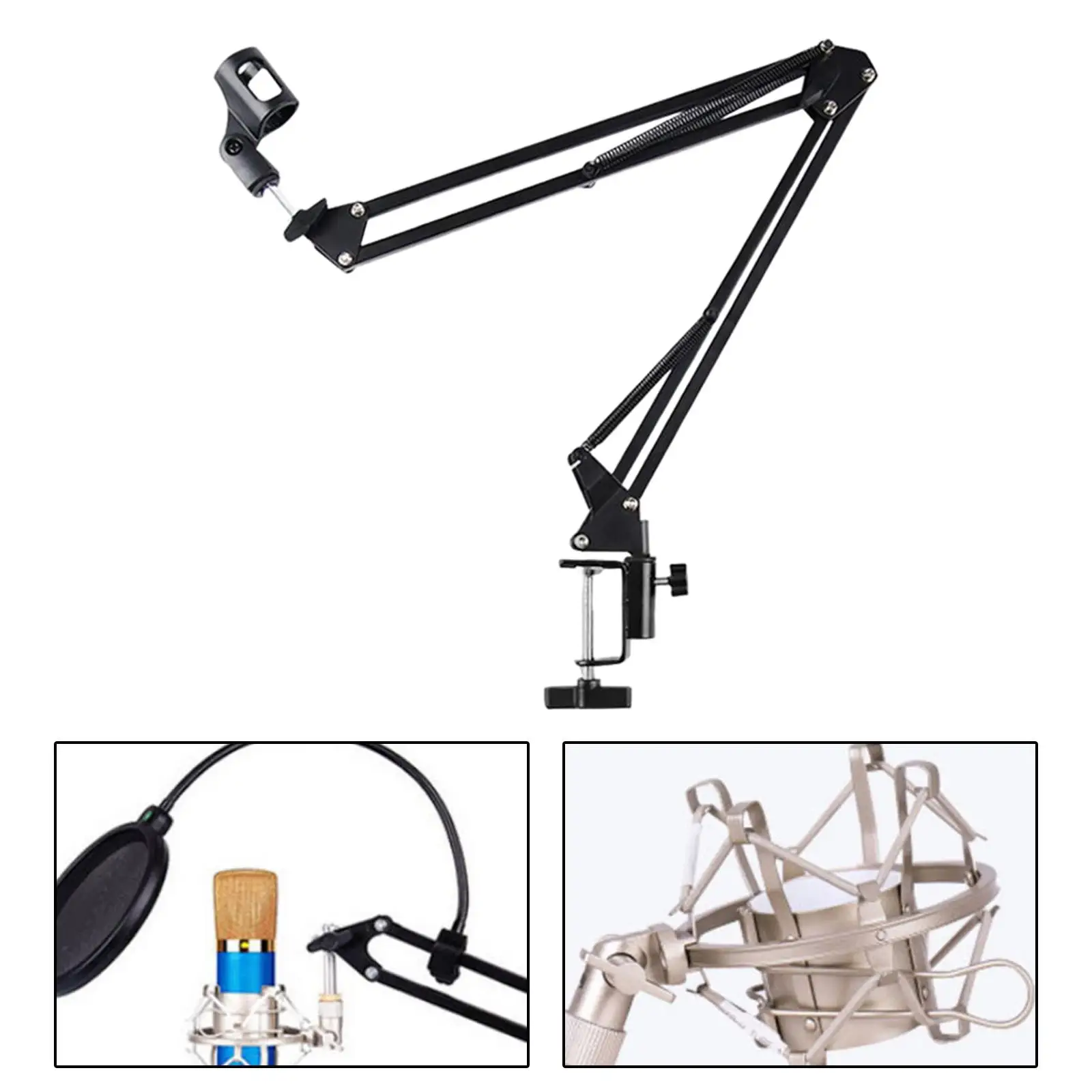 Mic Stand Steel with Desk Clamp Sturdy Desktop Holder Universal for Radio Studio