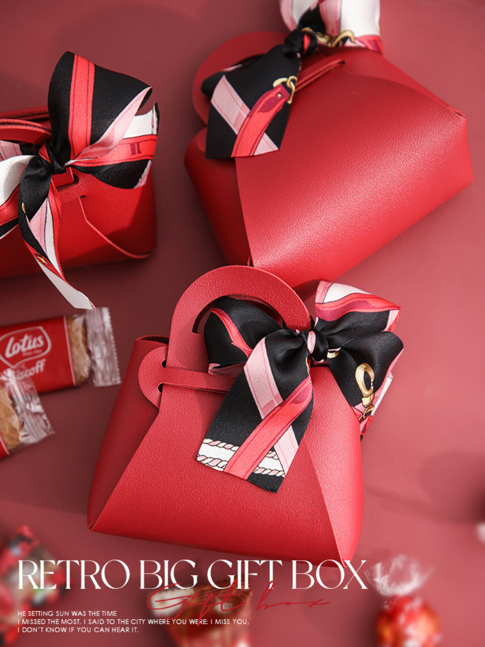 3PCS Leather Favour Bags with Scarf – Wedding Party Decoration, Baby Shower, Ramadan, E... - SKU LFB02117 - UGI Packaging