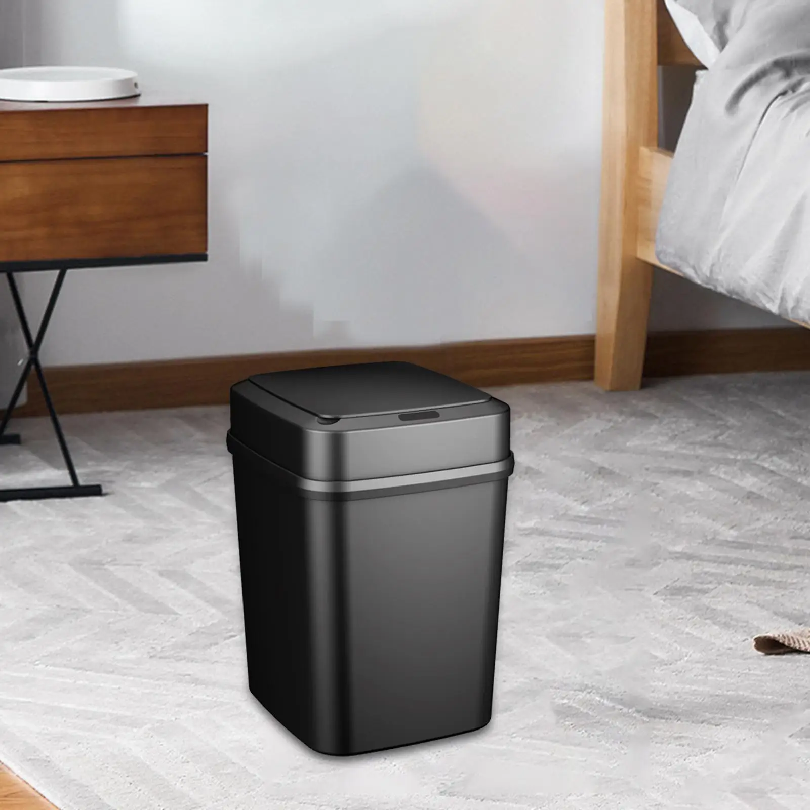 Intelligent Induction Trash Bin 13L Waterproof Bathroom Trash Cans with Lids for Outdoor Bedroom Living Room Kitchen Bathroom