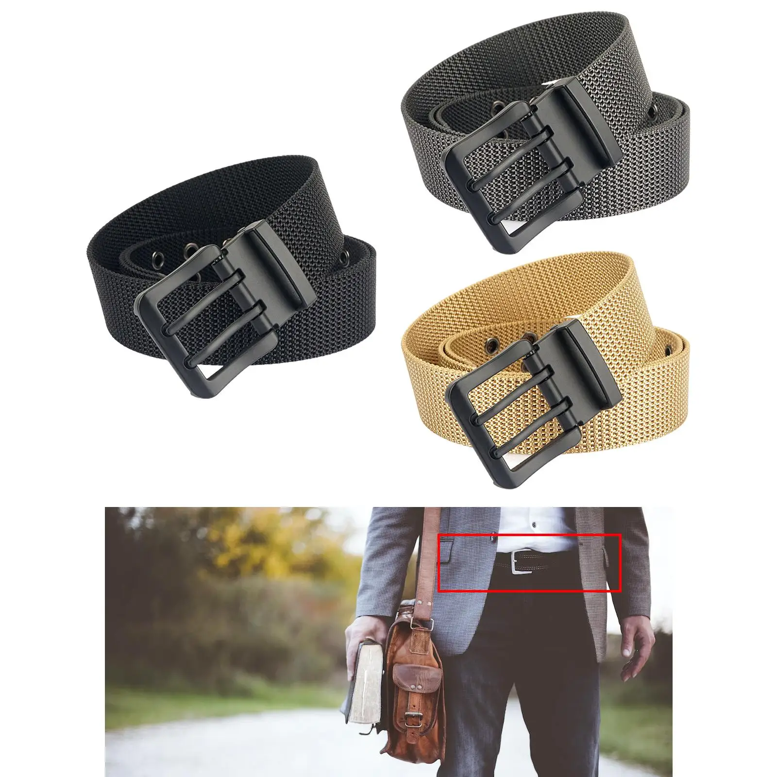 Durable Nylon Belt Waistband Adjustable Breathable Waist Belt Webbing Comfortable Men for Running Dancing Party Hunting Cosplay