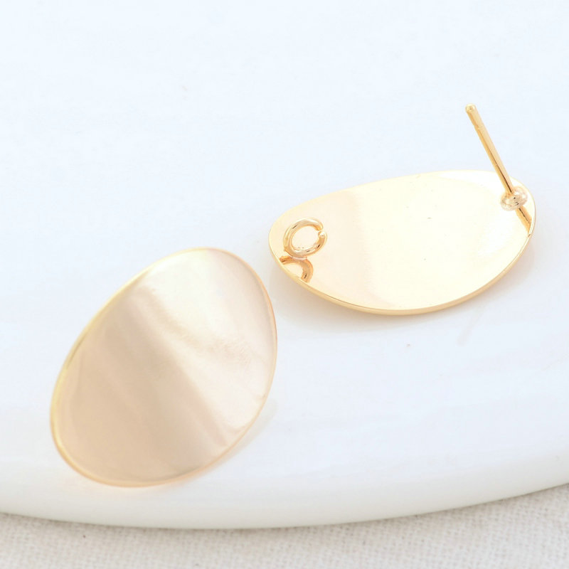 15.5*22MM 14K Gold Farbe Überzog Messing Frosted Ovale Form Stud Ohrringe Hohe Qualität Diy DIY Schmuck finden Zubehör – Detail 1