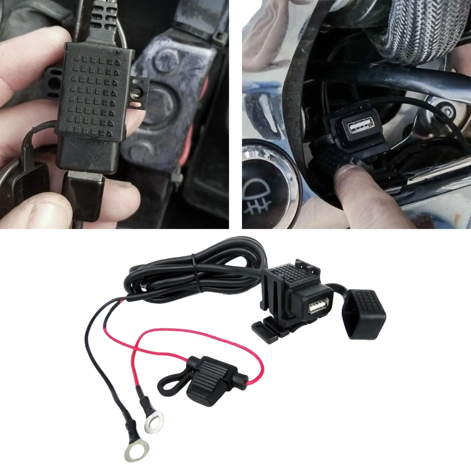 Motorcycle USB Charger Charging Cable Waterproof USB Port 5V 2.1A 12V-24V Socket Cable for Phone Tablet Motorcycle Accessories