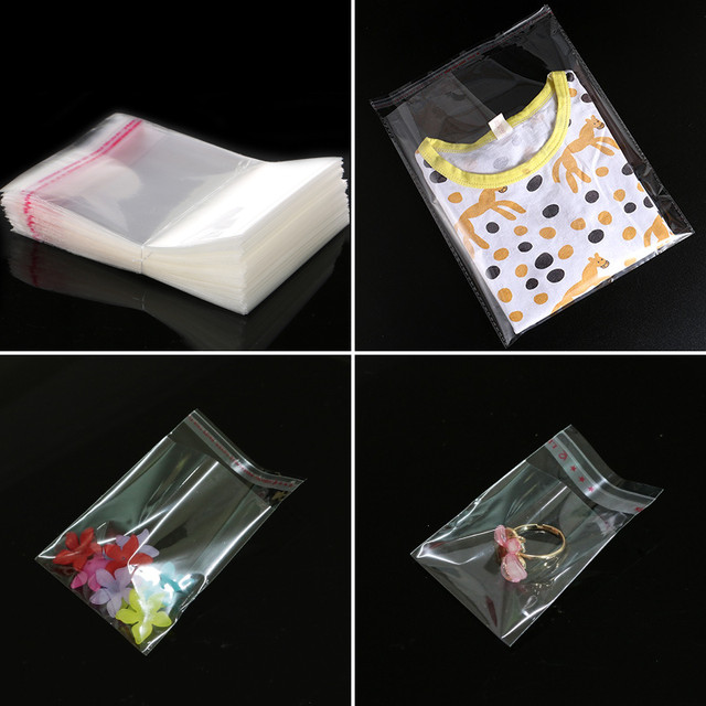 400 Pieces 9x13cm Transparent Plastic Bag OPP Food Bag Small Self