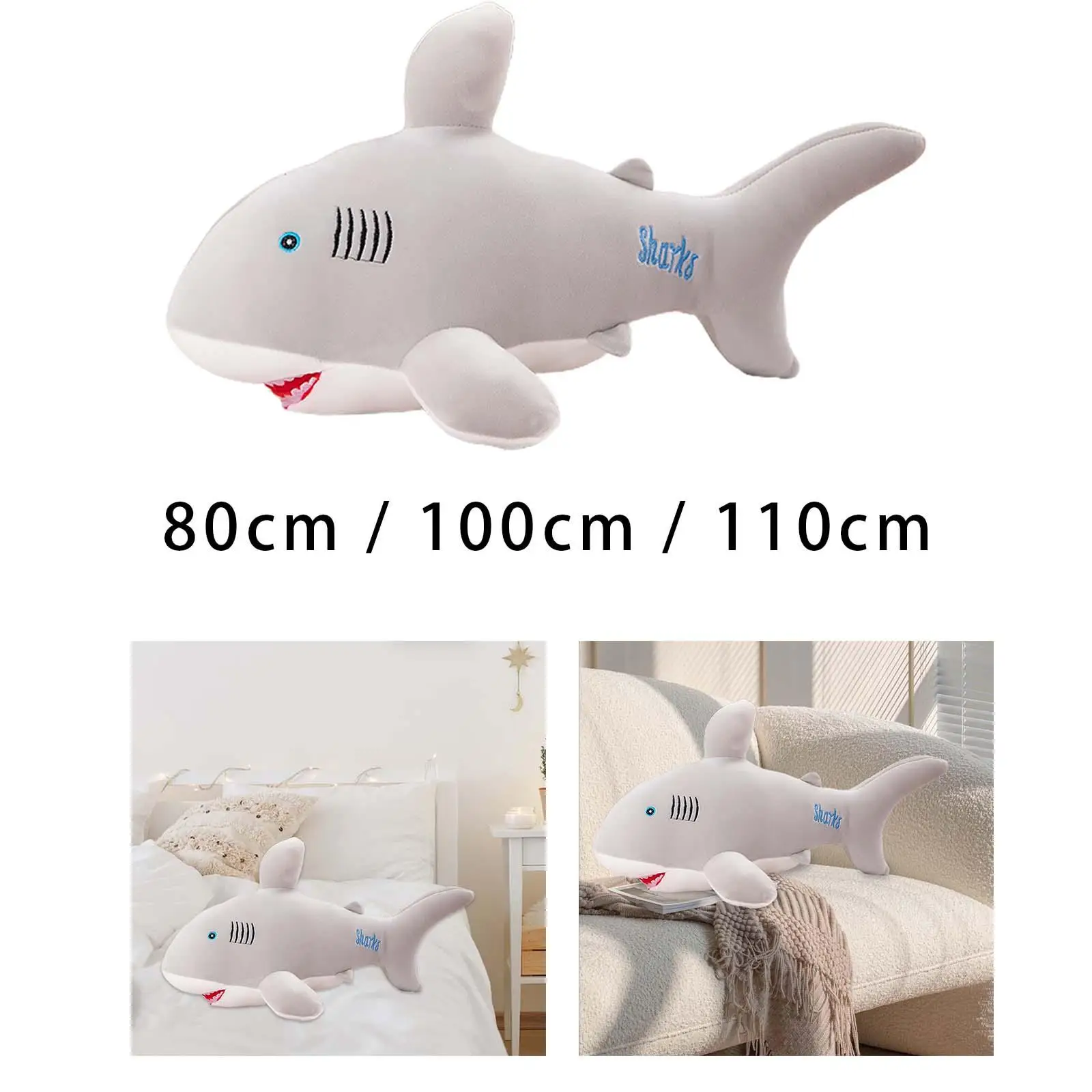 Cute Stuffed Plush Shark Ornament Lovely Adorable Collectible Hugging Pillows for Bedroom Sofa Birthday Easter Valentine