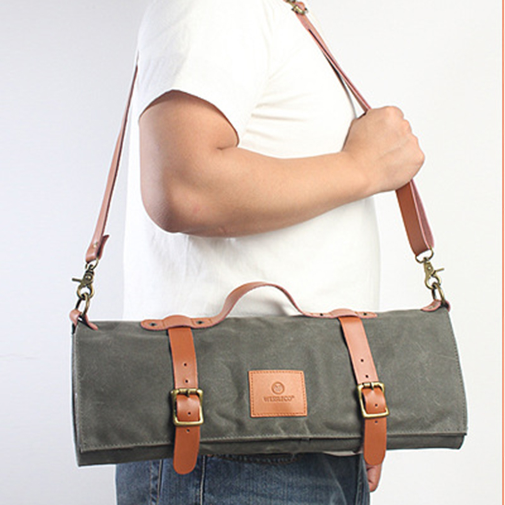 Chef's  Roll Bag Elastic And Expandable with 11 Slots Shoulder Strap