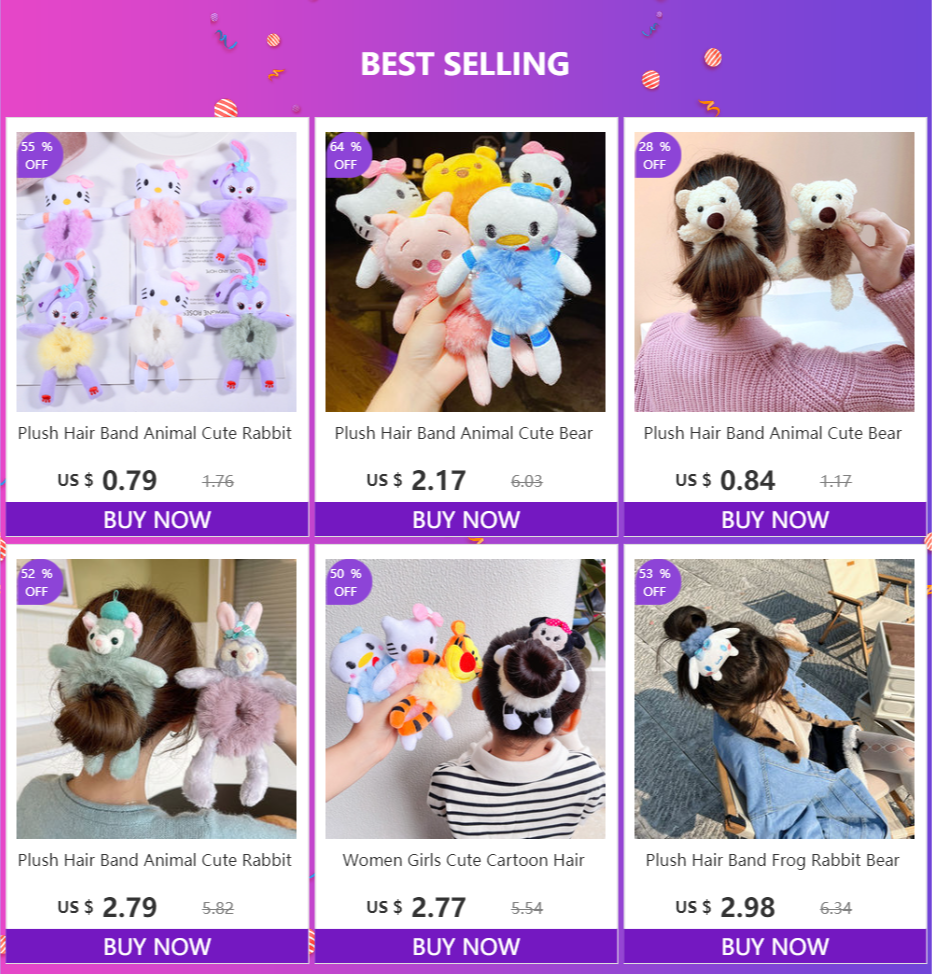 Plush Hair Band Elastic Accessories New Woman Girl Kids Cute Teddy Bear Frog Cat Rabbit Toy Rope Rubber Ties Animal Scrunchies Plush Hair Band Elastic Accessories New Woman Girl Kids Cute Teddy Bear Frog Cat Rabbit Toy Rope Rubber Ties Animal Scrunchies