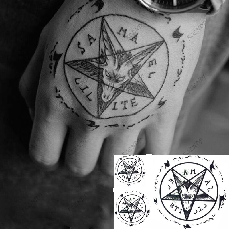 Best of Waterproof Temporary Tattoo Sticker Satan Lucifer Circle Steering Fake Tatto Flash Tatoo Gothic Hand Back Art For Boy Women Men Reviews & Tips