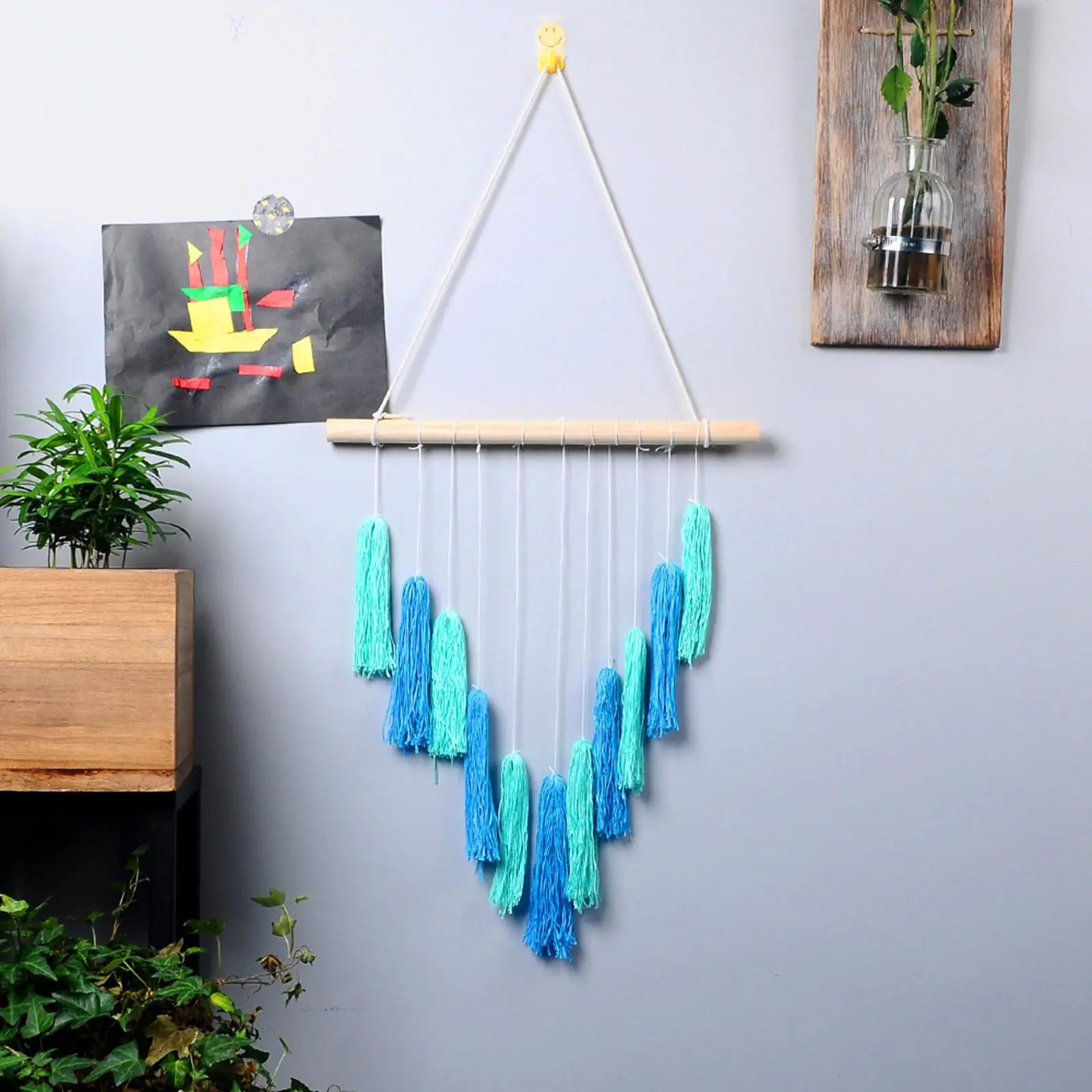 Chic Macrame Woven Tassel Tapestry Background Pendant Ornaments Bohemian Wall Hanging Decor for Nursery Apartment Wedding Party