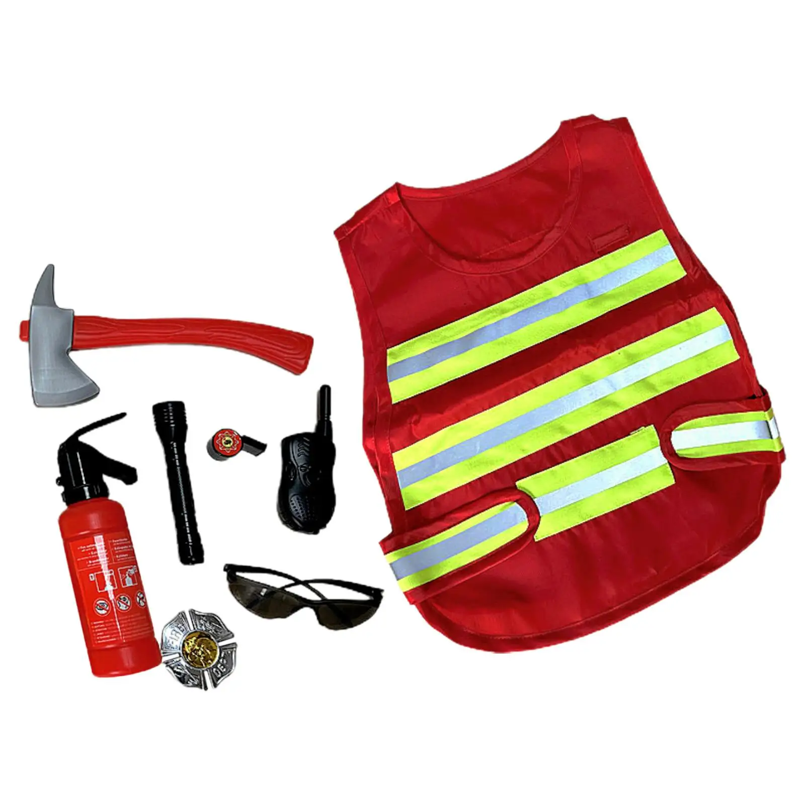 Kids Firefighter Costume Fireman Costume Dress up Birthday Favor Costume Pretend Play for Boys Kids Ages 3-7 Girls Gifts