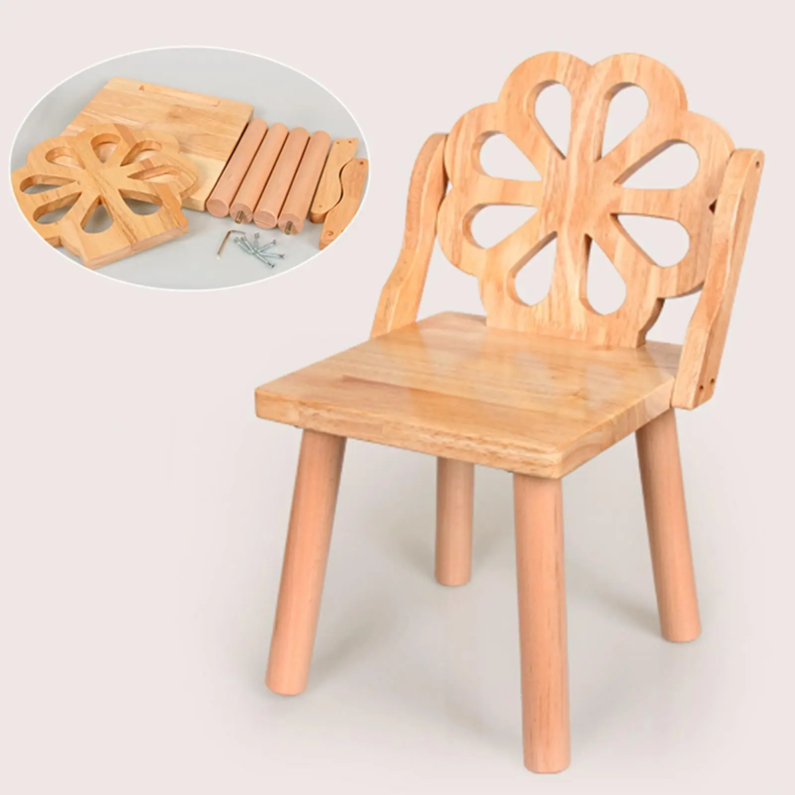 Protable Removable Wooden Child Stool Heavy Duty Storage Shelf Space Saving Wood High Chair Small Seat Stool for Kids for Home