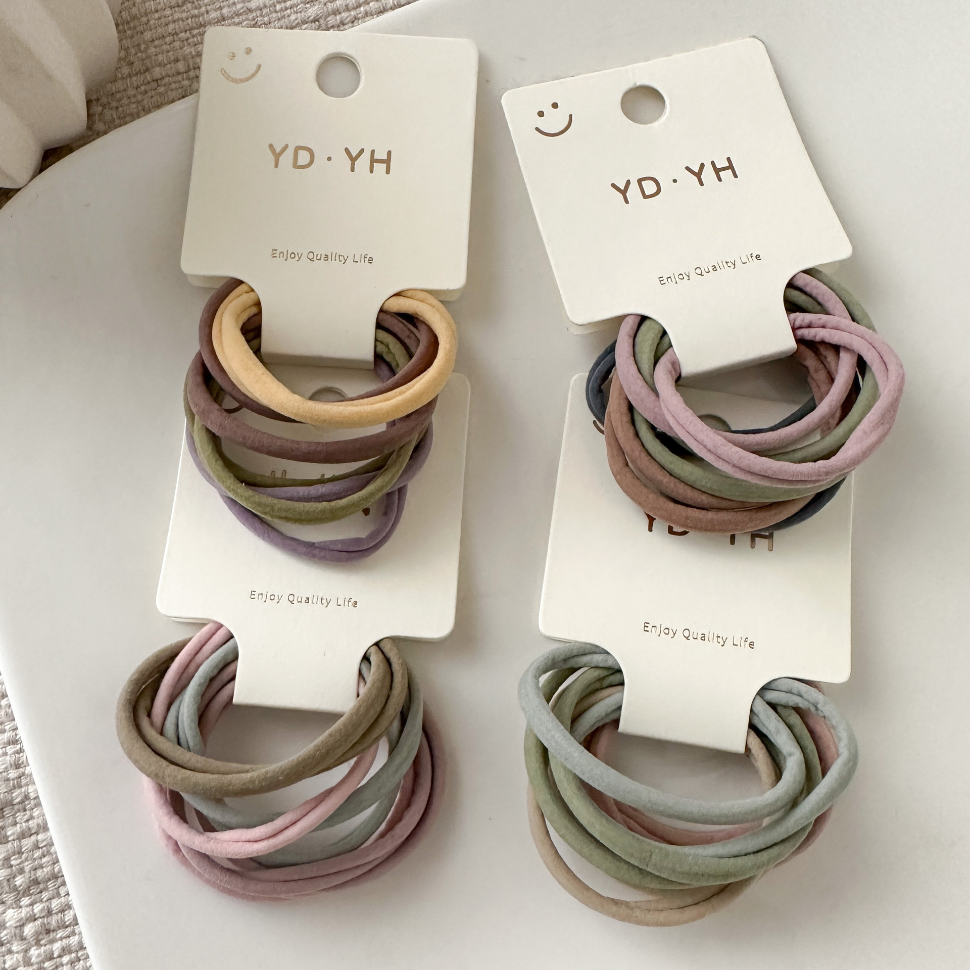 8 stücke Weiche Dünne Nylon Elastische Haarbänder Frauen Einfarbig Haar Krawatten Grundlegende Pferdeschwanz Kopf Bands Nahtlose Bequeme Haar Seil mix Farbe – Detail 1