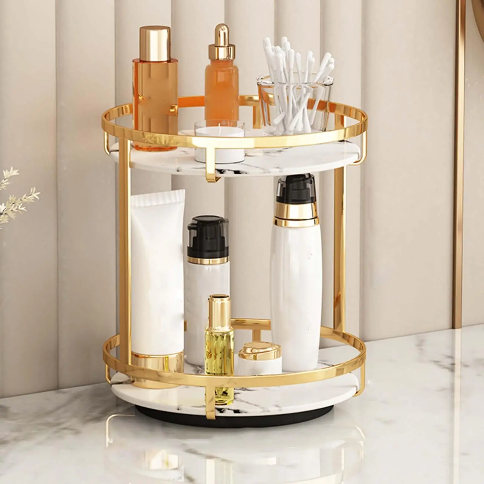 Makeup Organizer, 360 Degree Rotating Large Capacity  Storage Shelf for Bathroom Dresser  Shop Skin Care Product Perfume