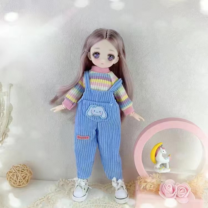 30cm Kawaii BJD Doll Girl 6 Points Joint Movable Doll with Fashion Clothes Soft Hair Dress Up Girl Toys Birthday Gift Doll New