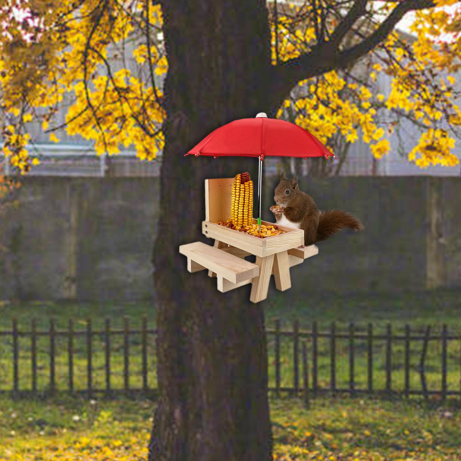 Wooden Squirrel Feeder Chipmunk Feeder Squirrel Feeding House for Outside Outdoors