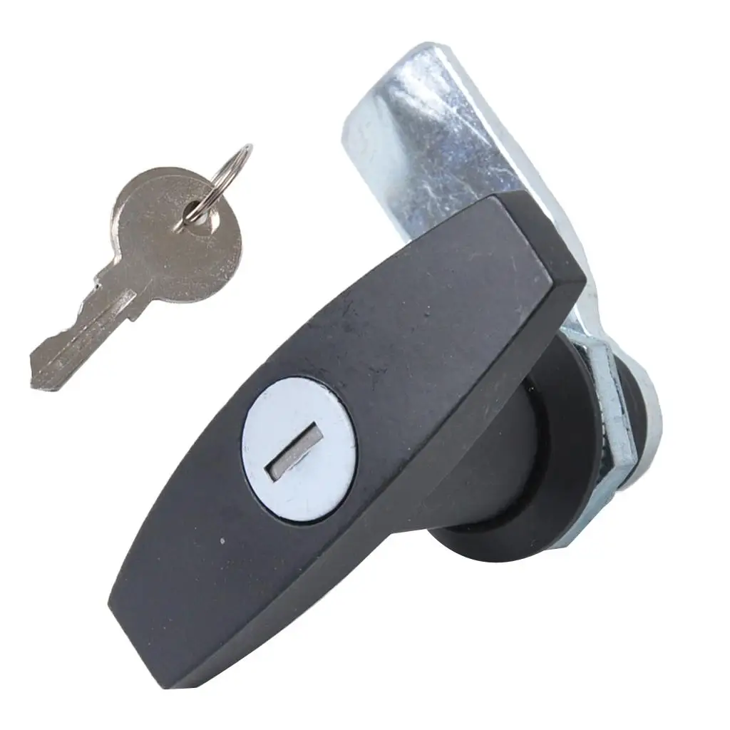 Keyed Garage Door Lock T  Assembly for Trailer RV  - Black