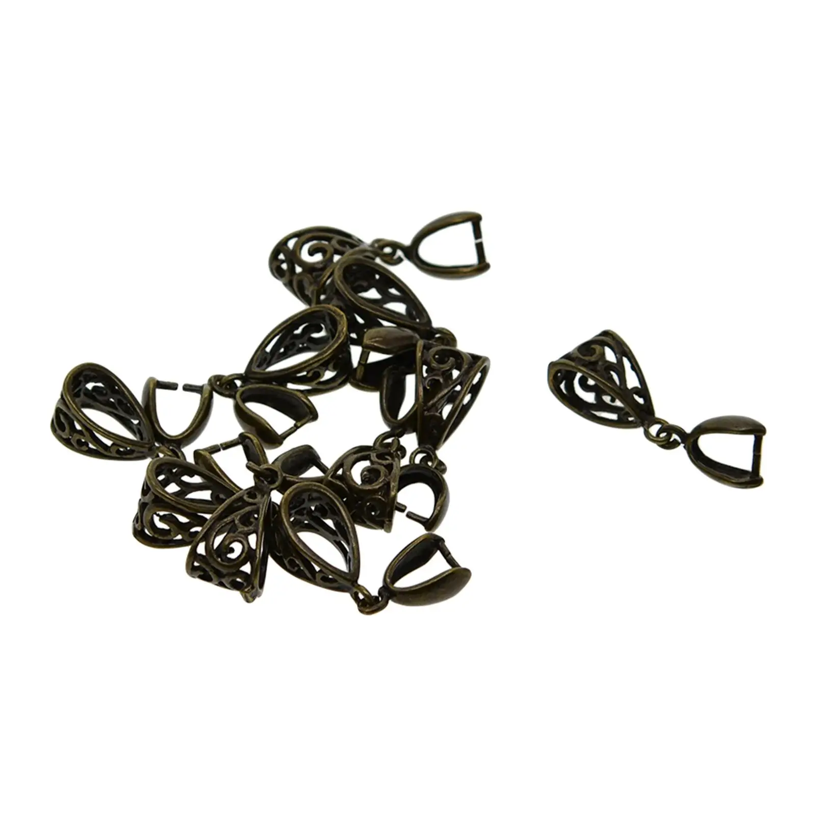 10x Bronze Pinch Bails Beads Hanger  Clasps for Jewelry Making Buckles Charms Holder Necklace Bracelet Supplies