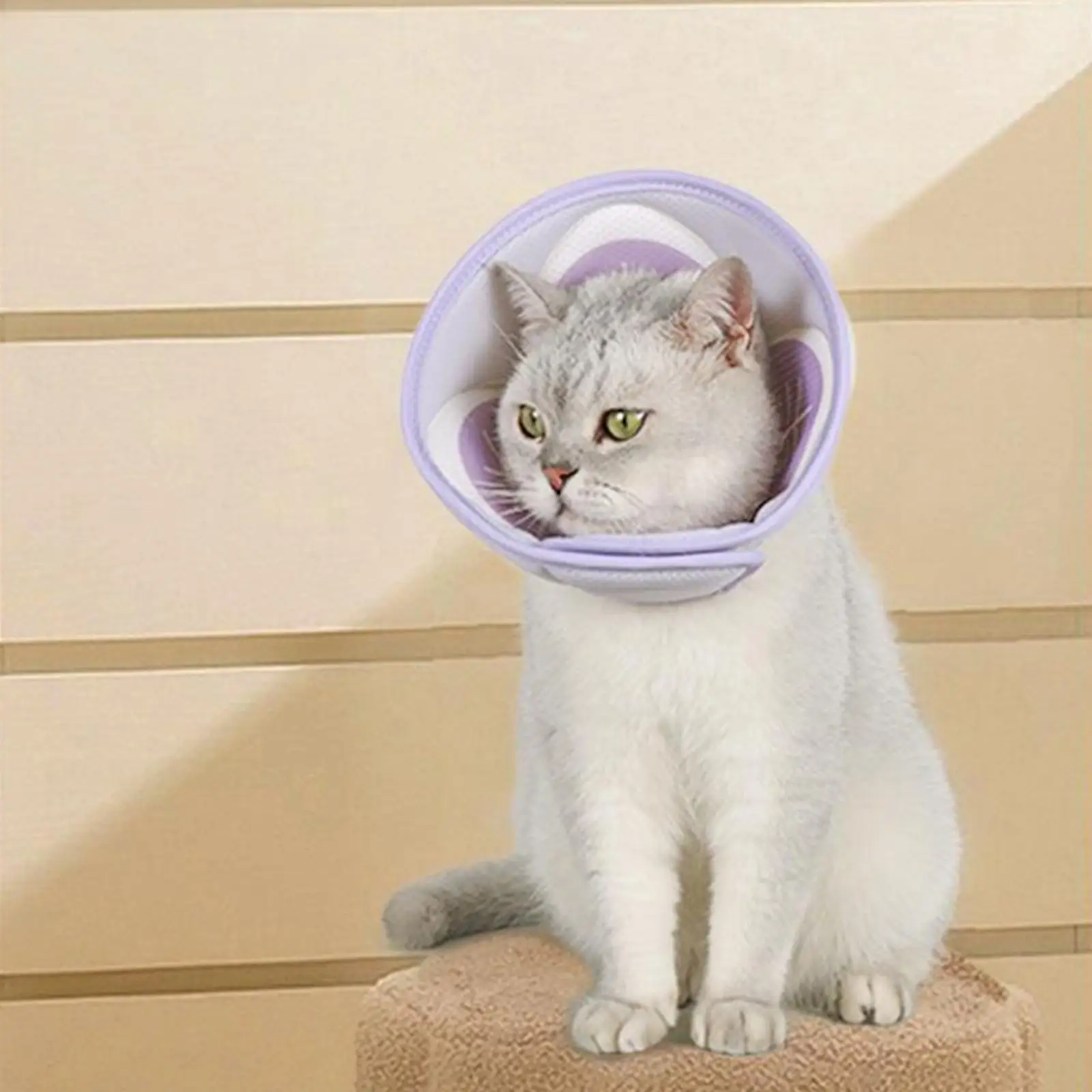 Cat Cone Anti Scratching Easy to Wear Soft Adjustable Mesh Fabric Dog Cone for Cat Trimming Pet Bathing Small Dogs Kittens Cats