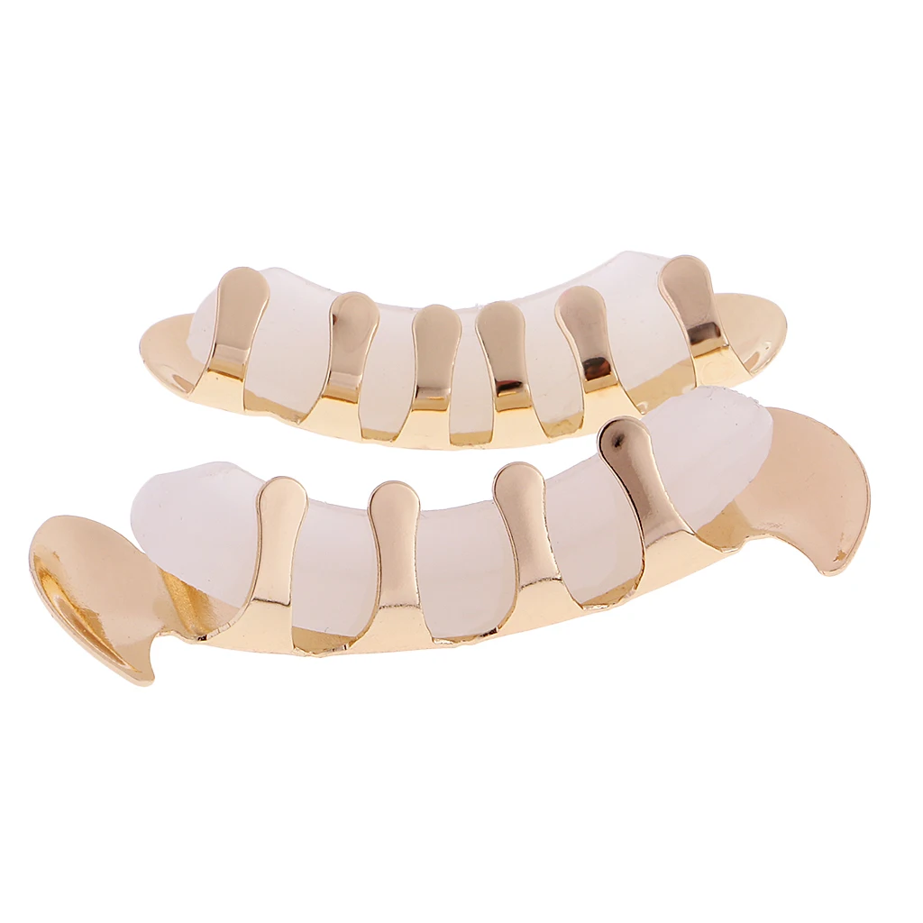 Hip-Hop 18K Gold Plated Mouth Caps Custom Grills Up And Down Set