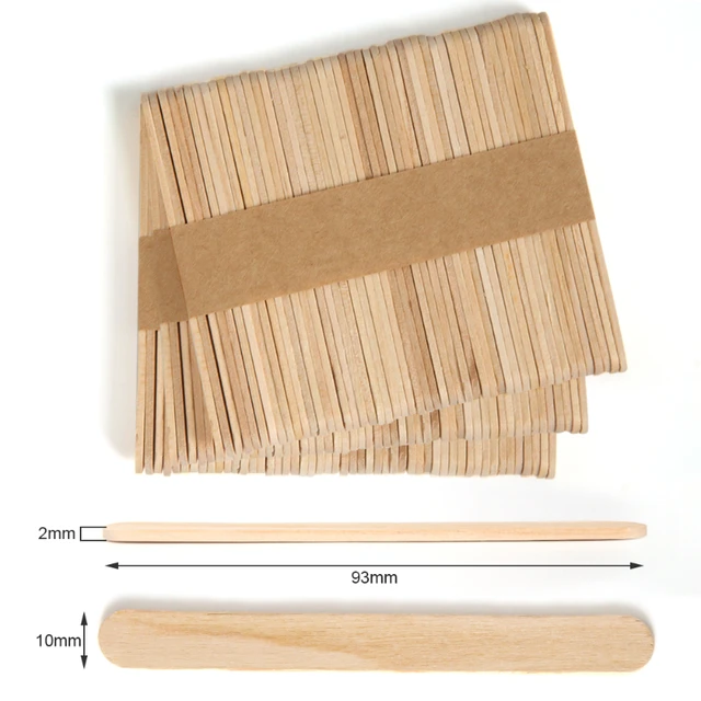100Pcs Ice Cream Sticks Natural Wooden Sticks Waxing 8.8CM Length Wood DIY  Making Handwork Craft Flat head Sticks Kitchen Tools