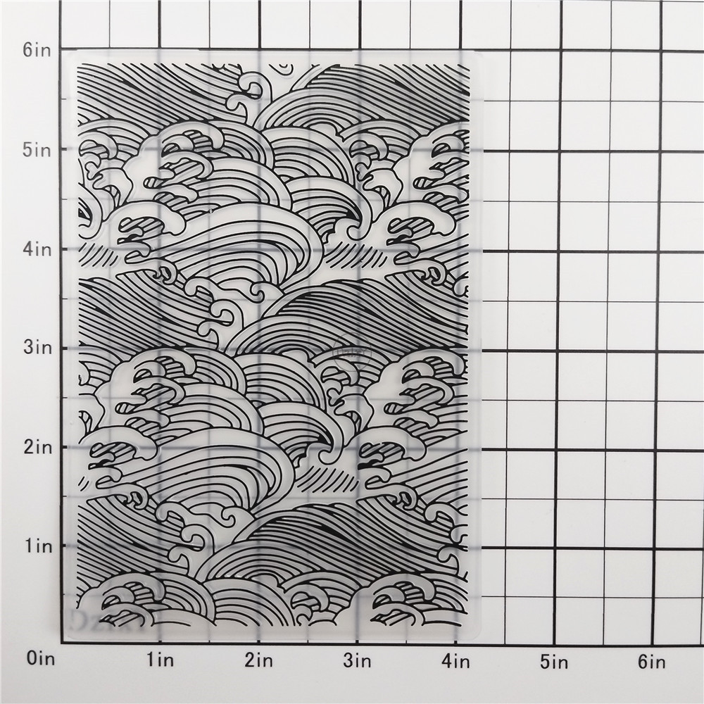 Description Picture 3 of item2023 NEW Waves Background Embossing Folders for Scrapbooking Paper Album Cards Making Supplies 3D Plastic Stencils Crafts
