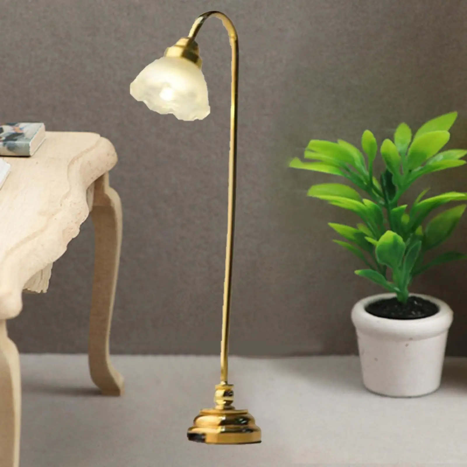 1:12 Miniature Dollhouse Floor Lamp Light Model LED Mini Lamp Miniature Scene Light for Living Room Study Bedroom Decor