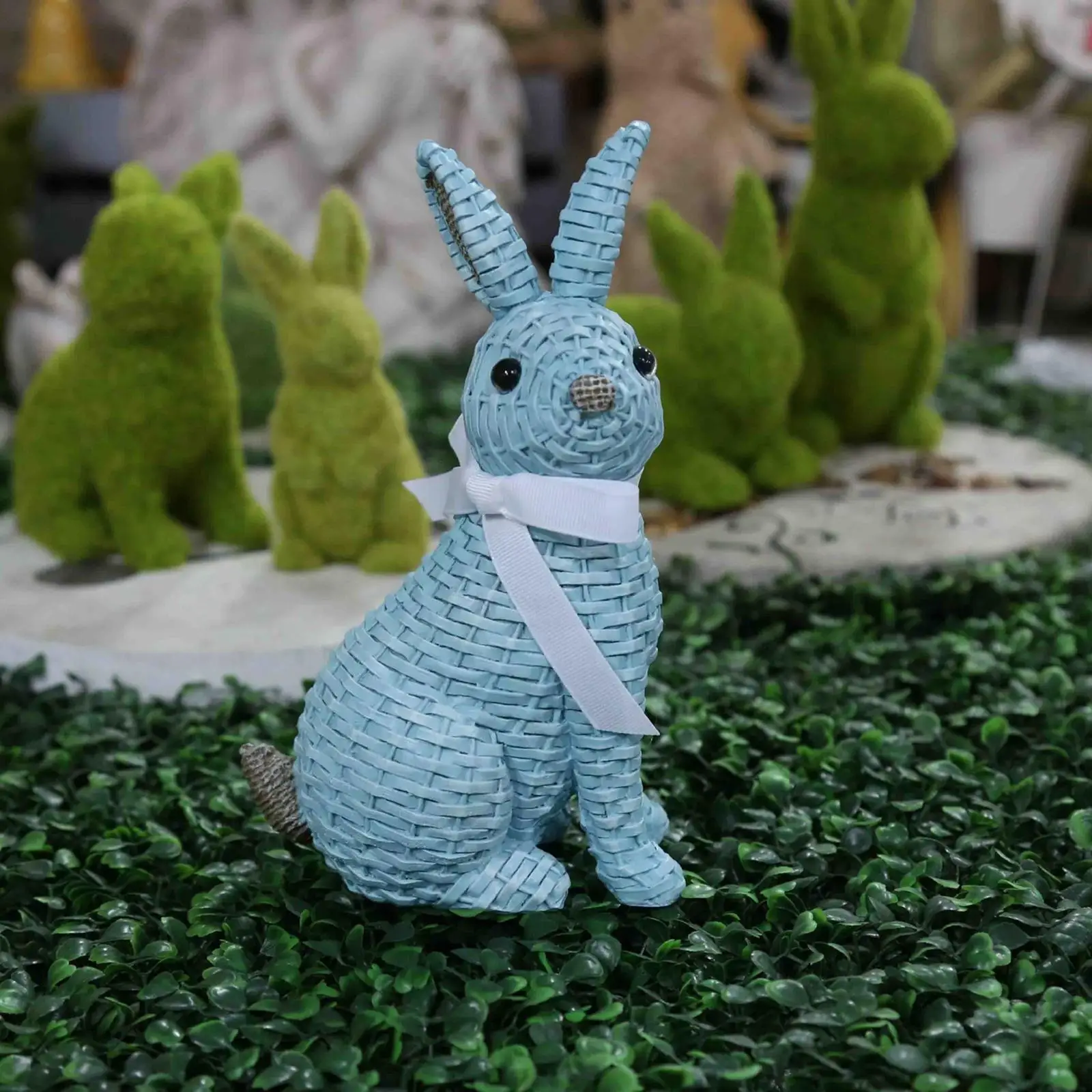 Realistic Bunny Figurine Easter Decoration Bunny Model for Desktop Home Living Room Bar Office