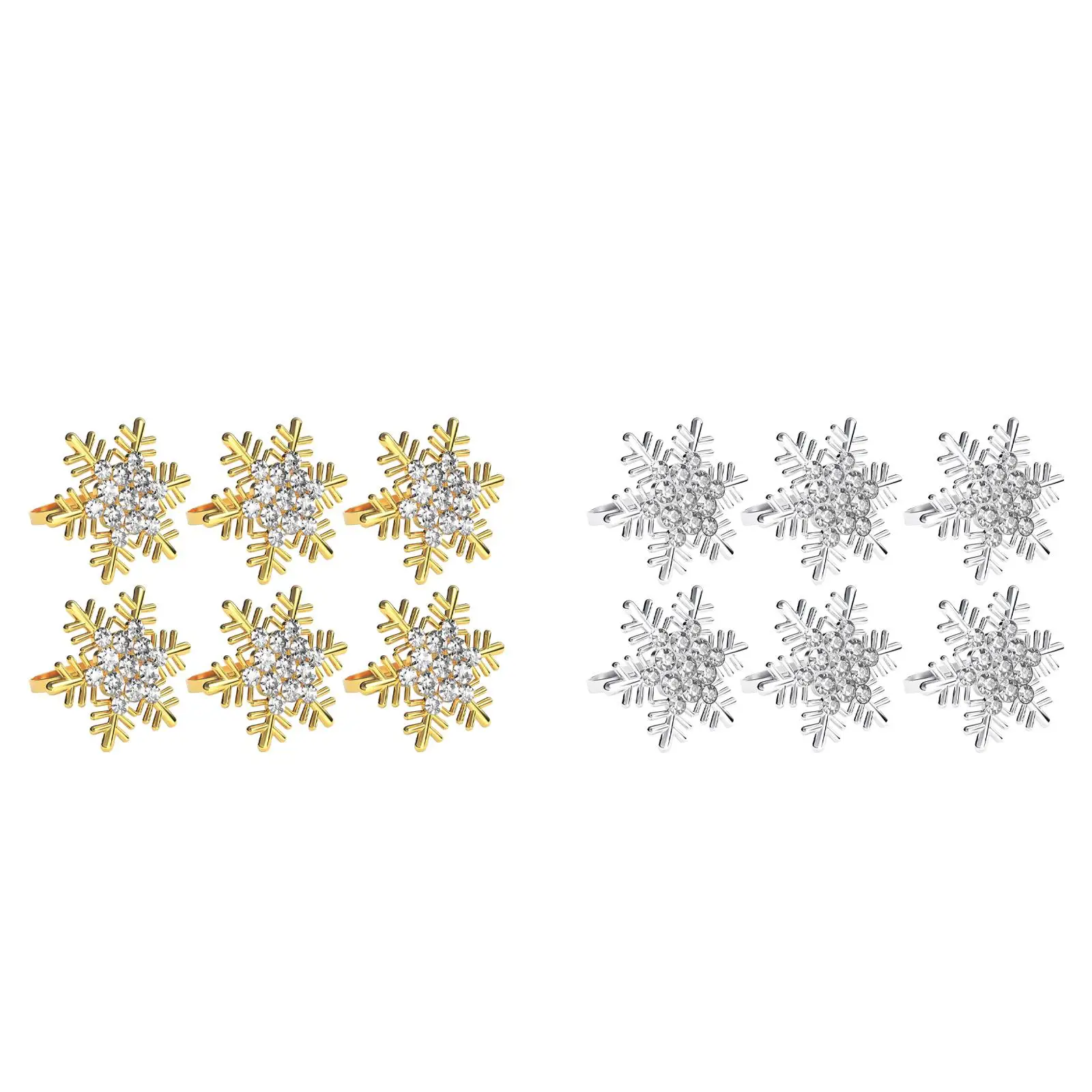 6 Pieces Xmas Snowflake Napkin Rings Household Napkin Buckle Napkin Holders for Party Banquet Wedding Christmas Thanksgiving
