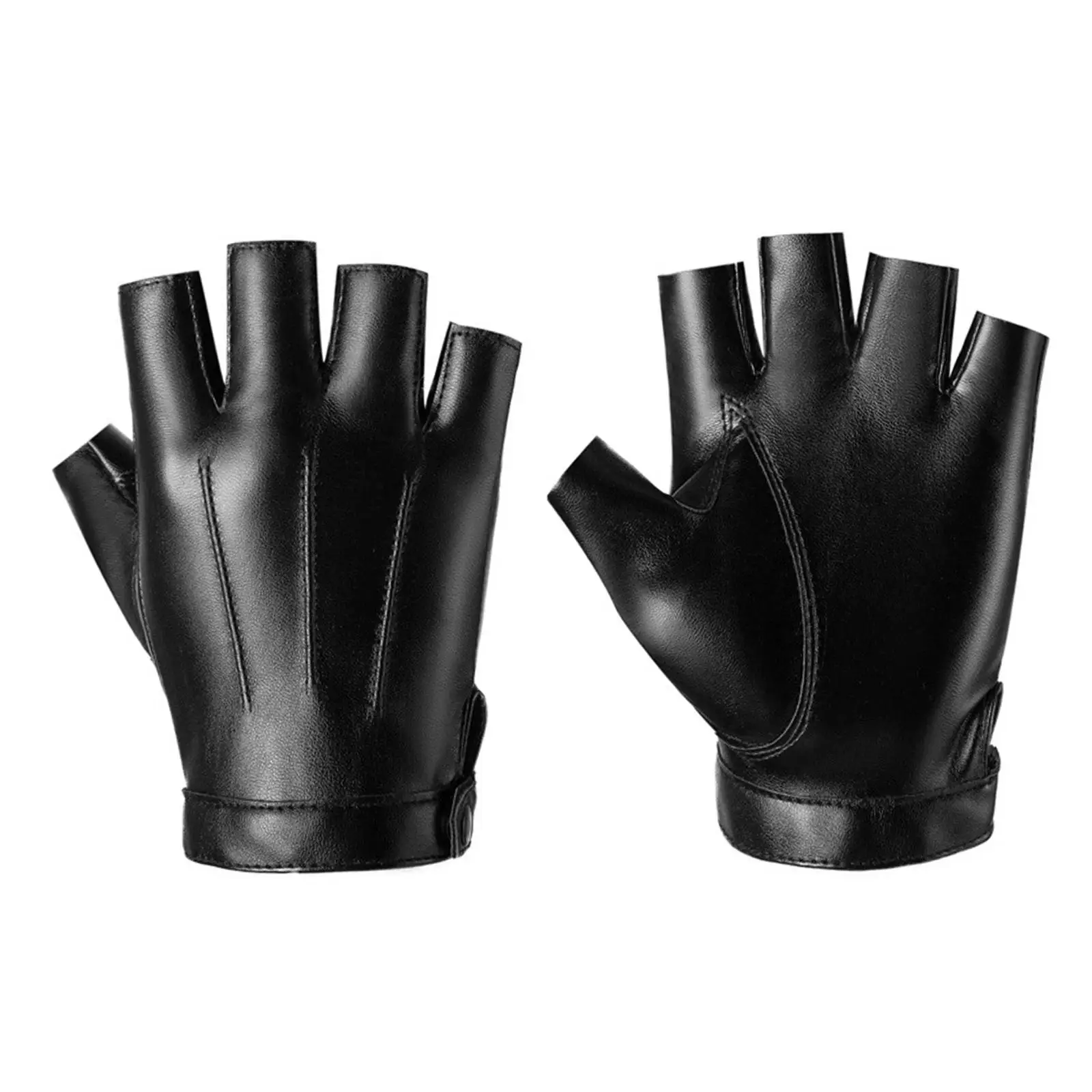 Wear Resistant PU Leather Gloves Mittens Shockproof Breathable Half Finger Gloves for Driving Outdoor Workout Training Cycling