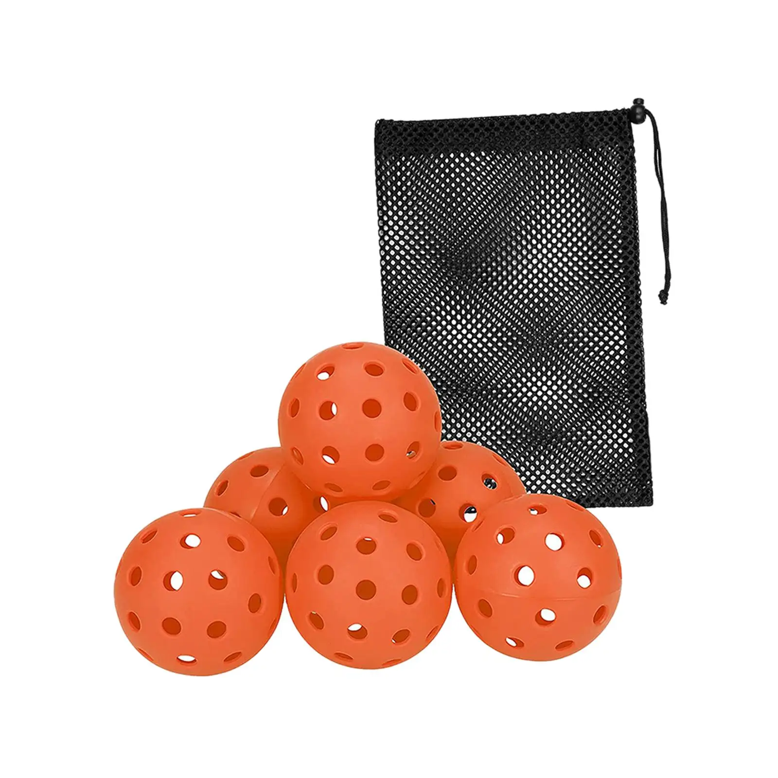 6x 40 Holes Pickleball Balls with Mesh Bag Pickleball Accessories for Adult
