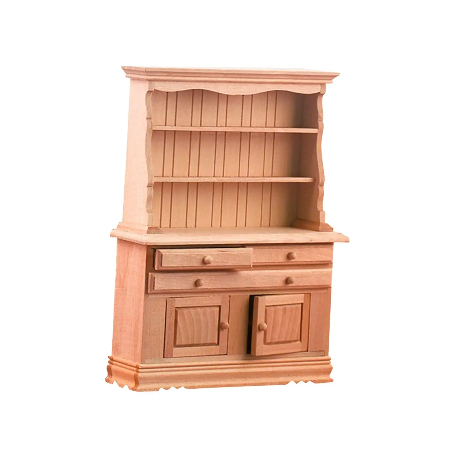 Wooden Dollhouse Display Cupboard Mini Furniture Bookcase Dollhouse Furniture for Holiday Gifts