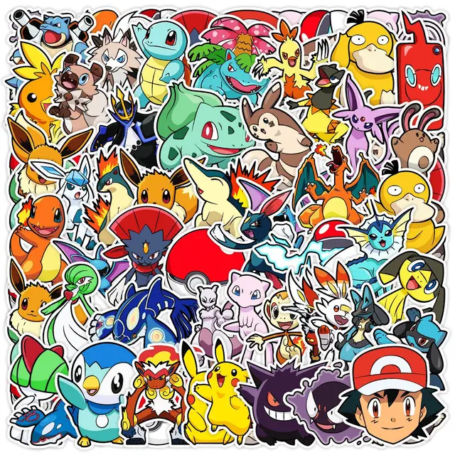 Pegatinas de Pokémon de 50/100 piezas para niños, juguetes Stiker Kawaii  Pikachu para monopatín, bicicleta, guitarra, portátil - AliExpress
