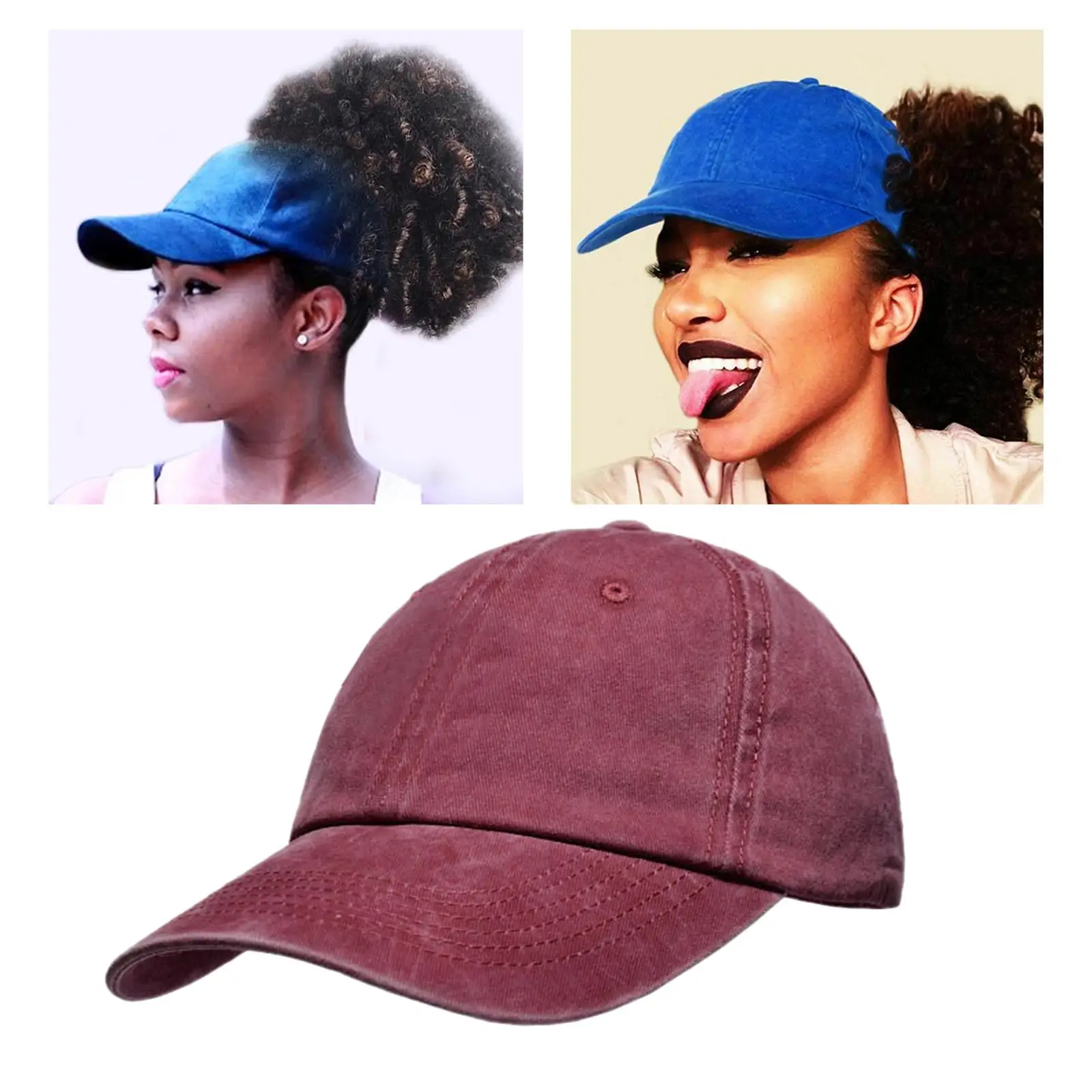 Ponytail Baseball  Hat Curly Hair Messy Ponytail Adjustable Outdoor  Trucker Dad Hat for Women