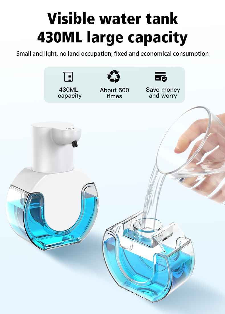 Soap Dispensers Touchless Automatic Foam Bathroom Smart Washing Hand Machine with USB Charging White High Quality ABS Material