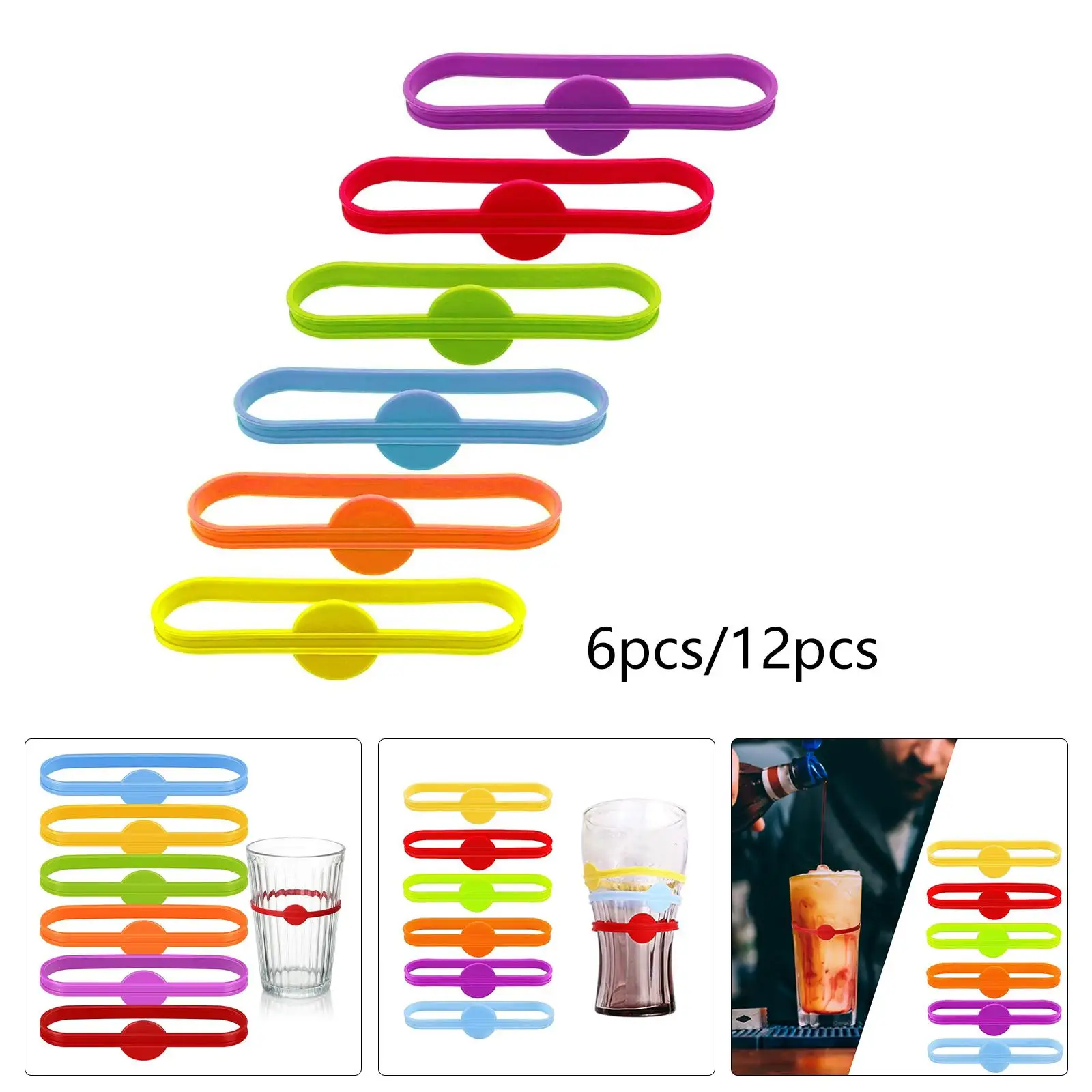 Wine Glass Markers Silicone Accessory Supplies Gifts Useful Colorful Drink Labels for Guests Champagne Bottle Party