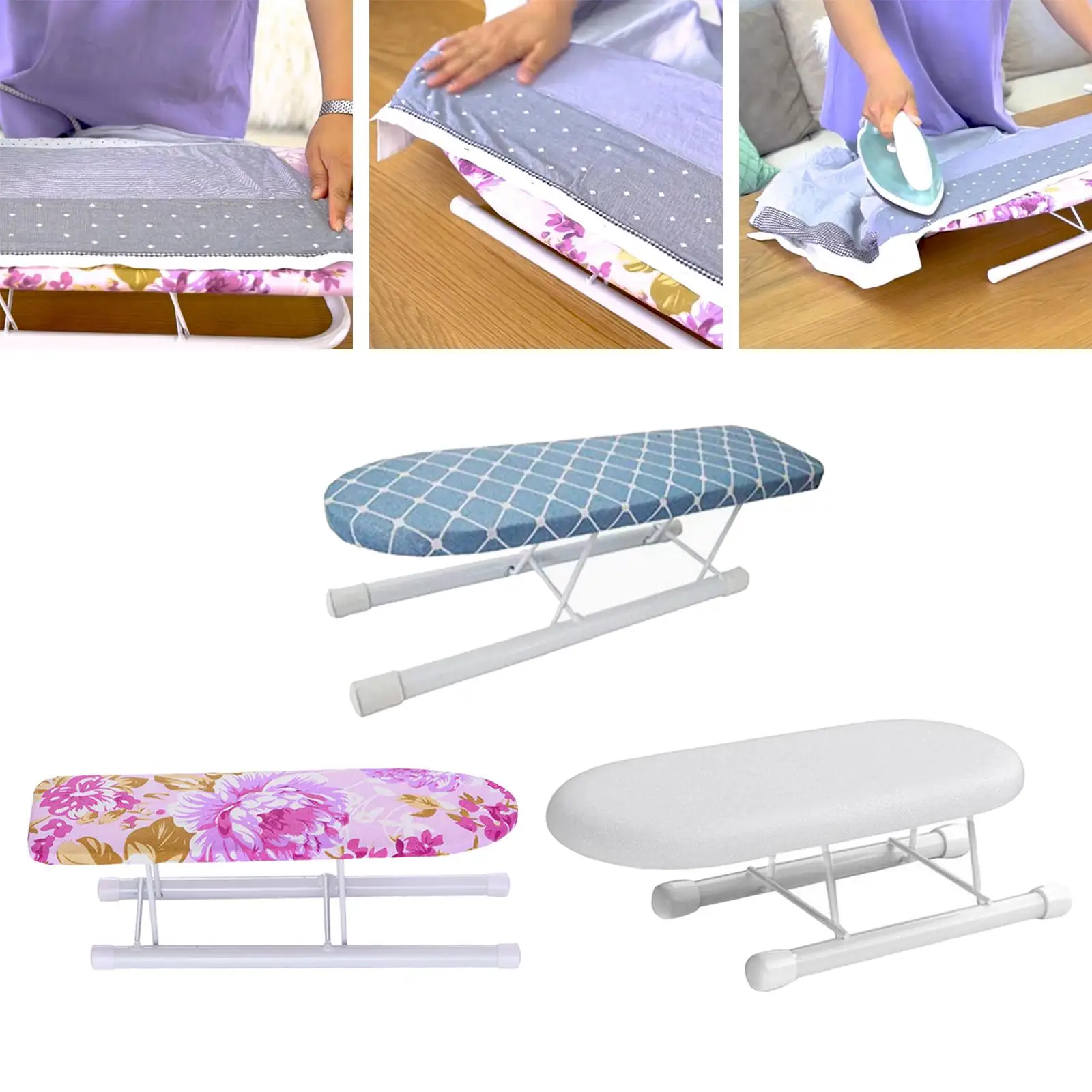 Mini Ironing Board Foldable Legs Non Slip Feet, Cuffs Collars Ironing Countertop Ironing Board for Apartment Travel Home