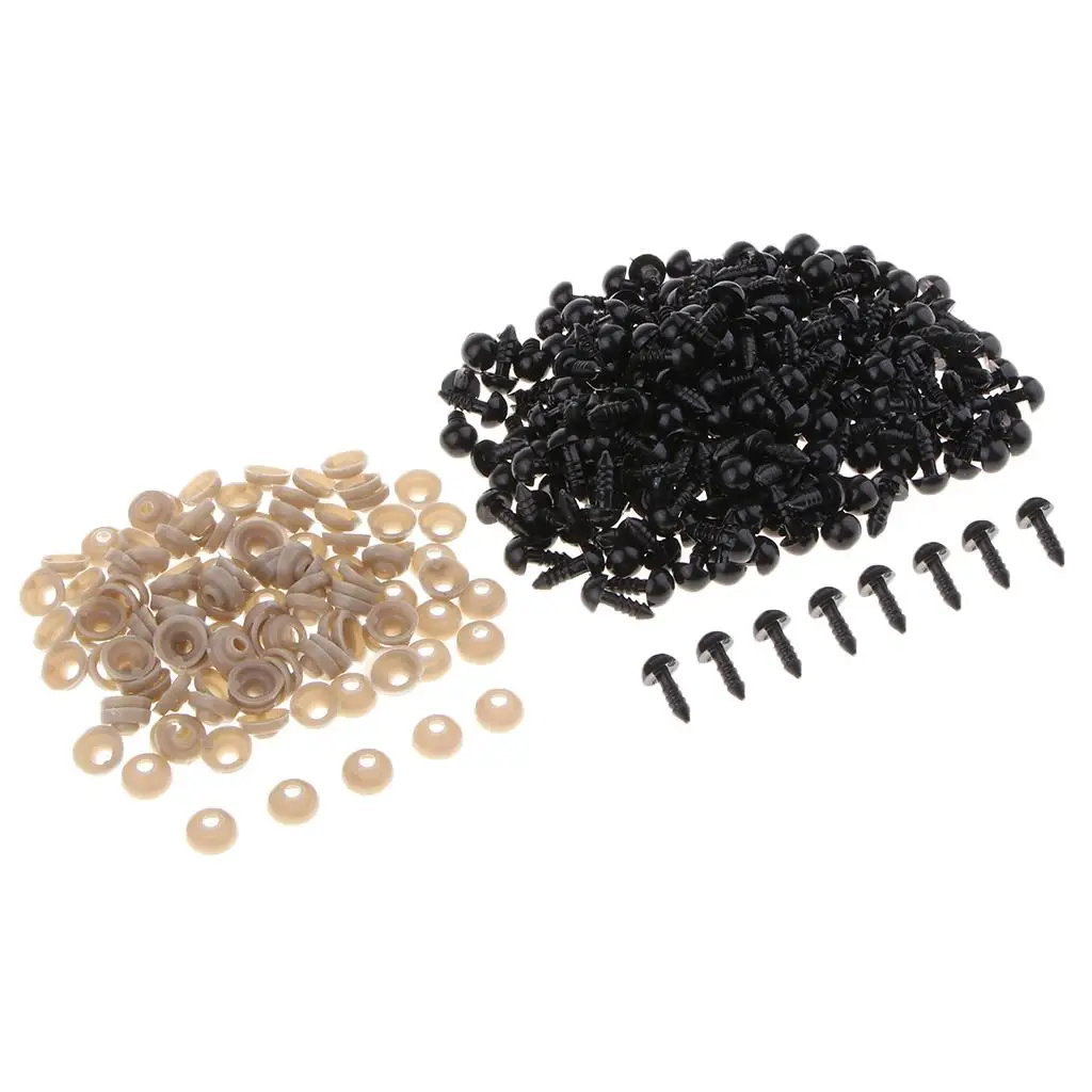 200pcs 8mm Black Plastic Safety Eyes with Washers, Environmental Non-, High , Sturdy And Smooth