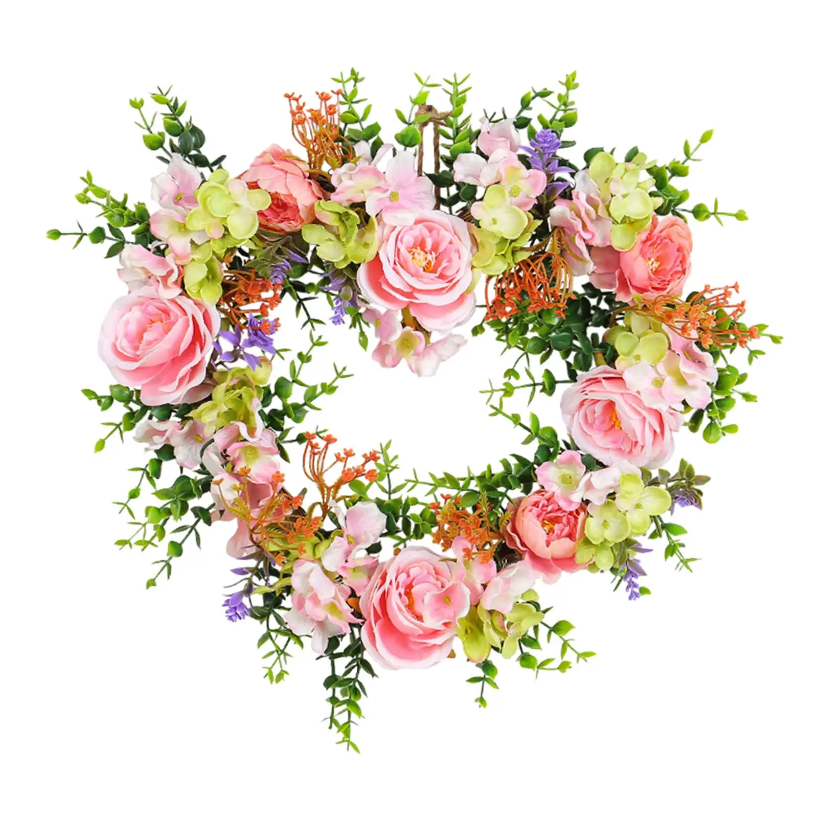 2024 Valentines Day Heart Shaped Artificial Rose Wreath Lightweight Durable Lifelike Front Door Wreath for Outdoor Indoor