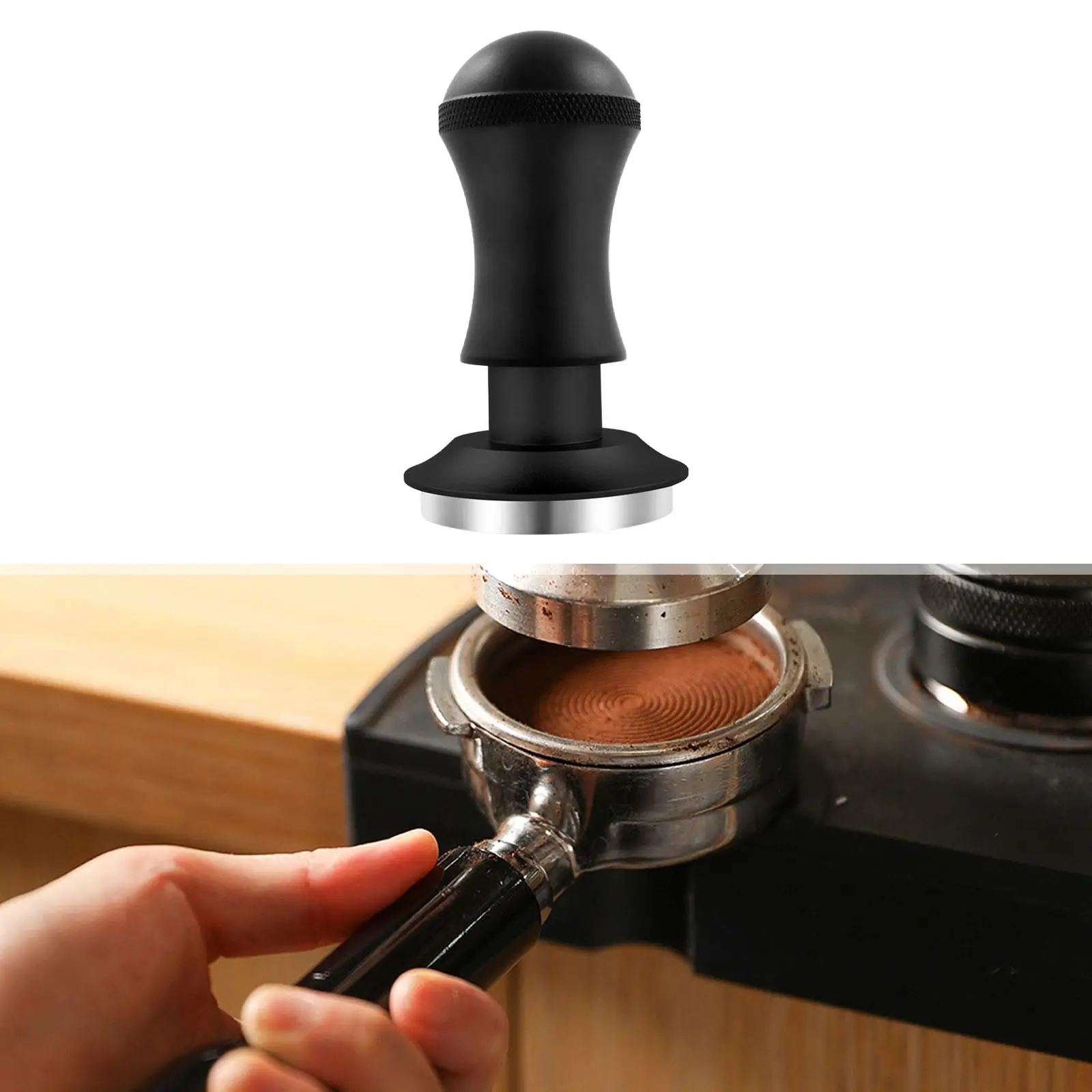 Grind Tamper Constant Pressure Flat Base Espresso Hand Tamper for Coffee Grounds Espresso Machines Kitchen Cafe