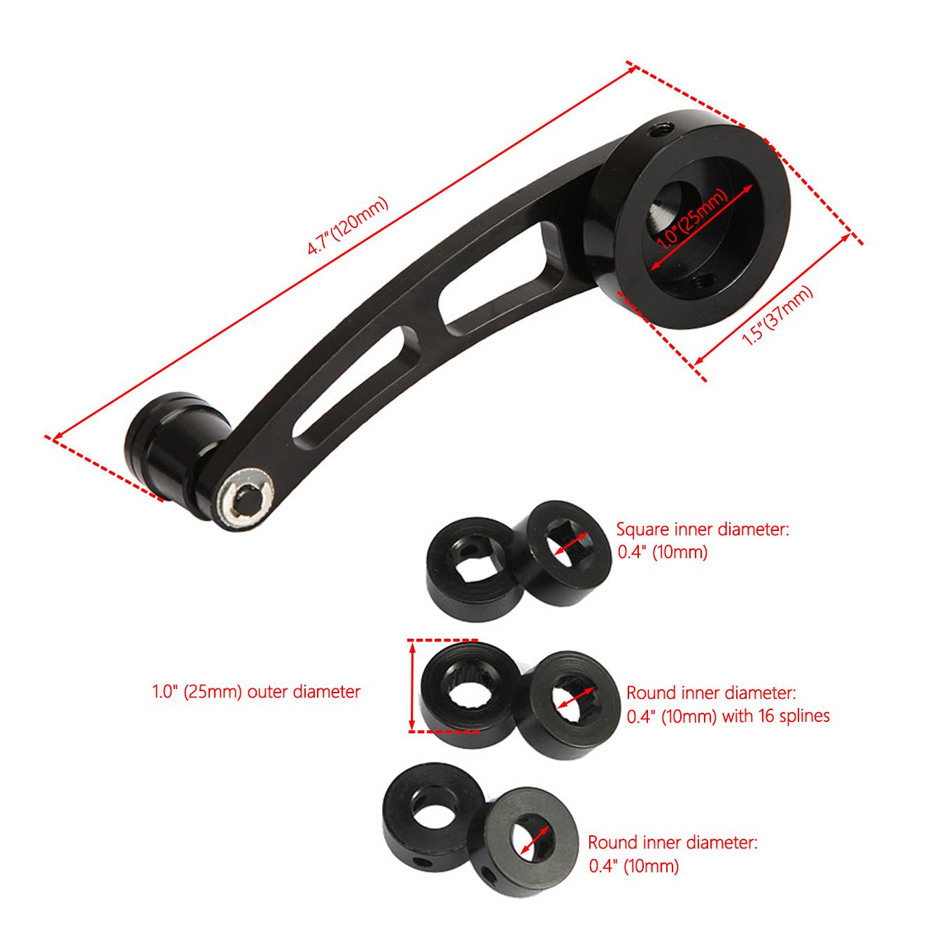 2Pcs Universal Auto Fenster Schaukel Griff Riser Wickler Aluminium Legierung Wickler Griff Kurbel Riser Kit Universal Ersatz Balck – Detail 5