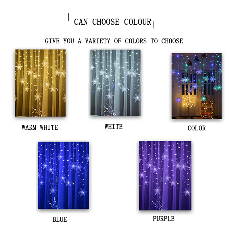 3.5M Christmas Snowflake LED String Lights Flashing Fairy Curtain Garland Lights Fancy Holiday Party New Year Decoration