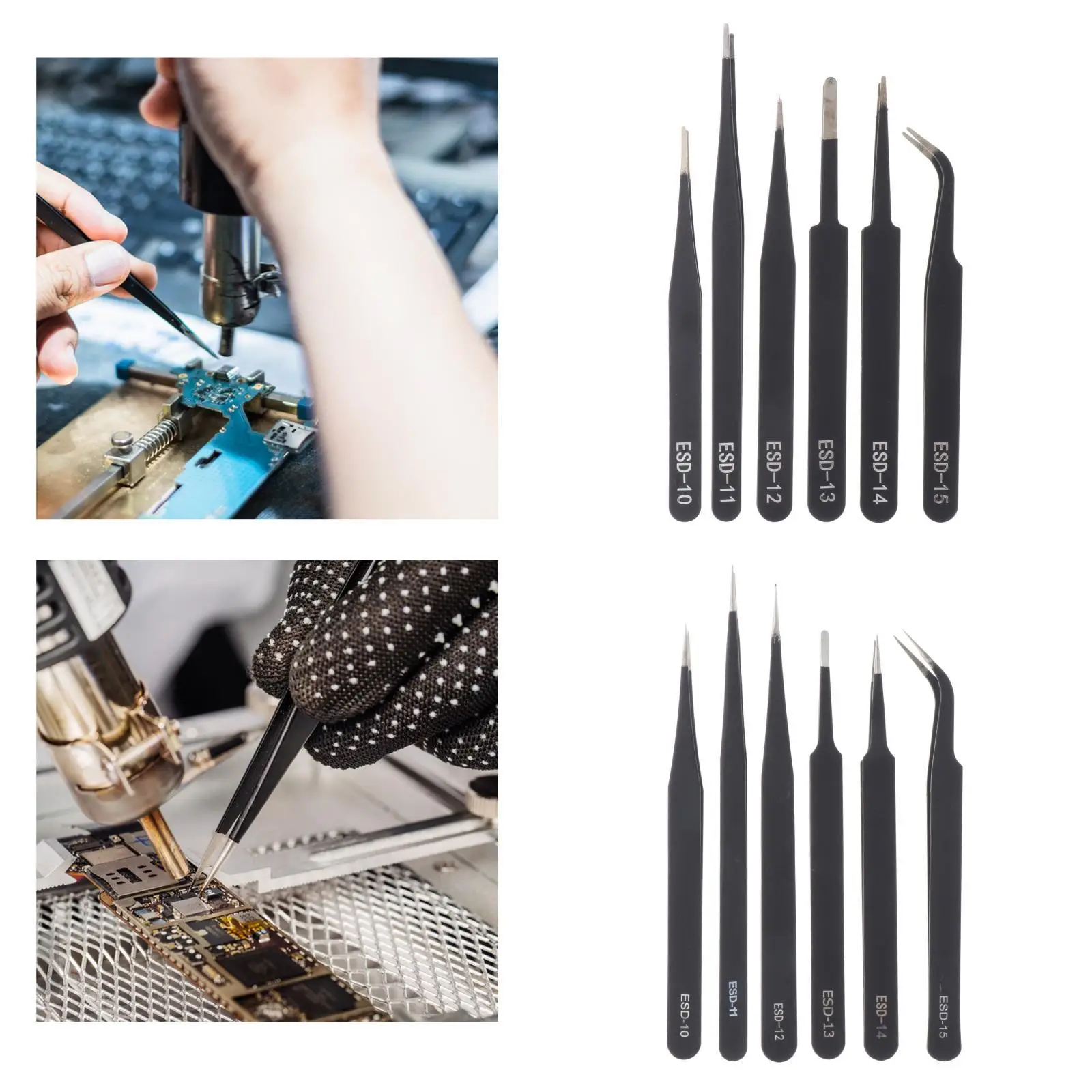 6 Pieces Industrial Soldering Tweezers Electronic Repair Tool Decal Decor Picker Tools Precision Tweezers Set for Soldering
