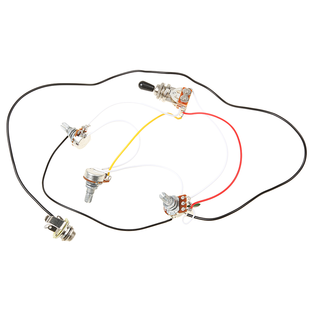Electric Guitar Wiring Harness Kit 3 Way Toggle Switch 2 Volume 1 500K Electric Guitar Wiring Harness Kit 3 Way Toggle Switch 2 Volume 1 500K