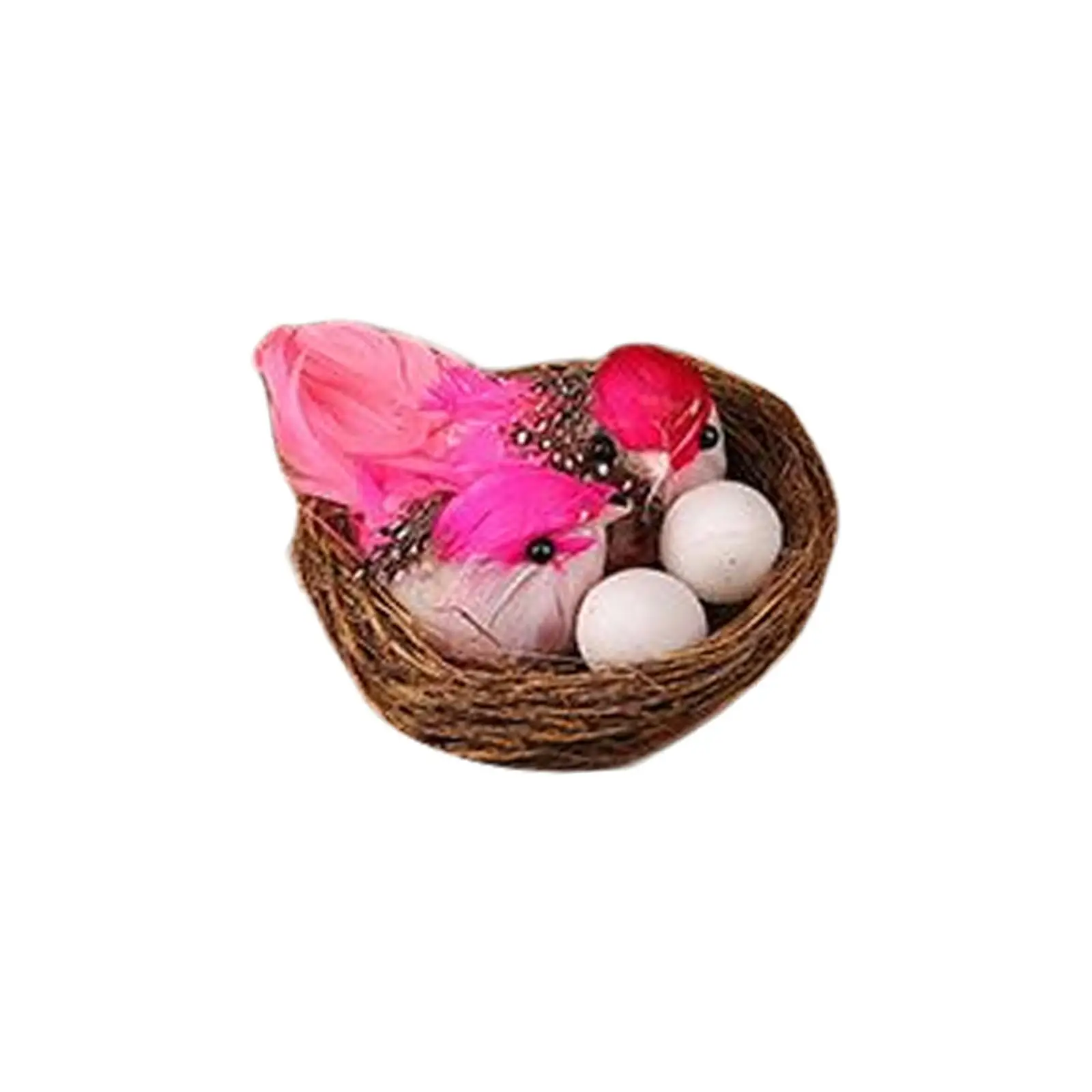 Artificial Easter Birds Nest with Eggs Birds Sculpture for Landscape Decor