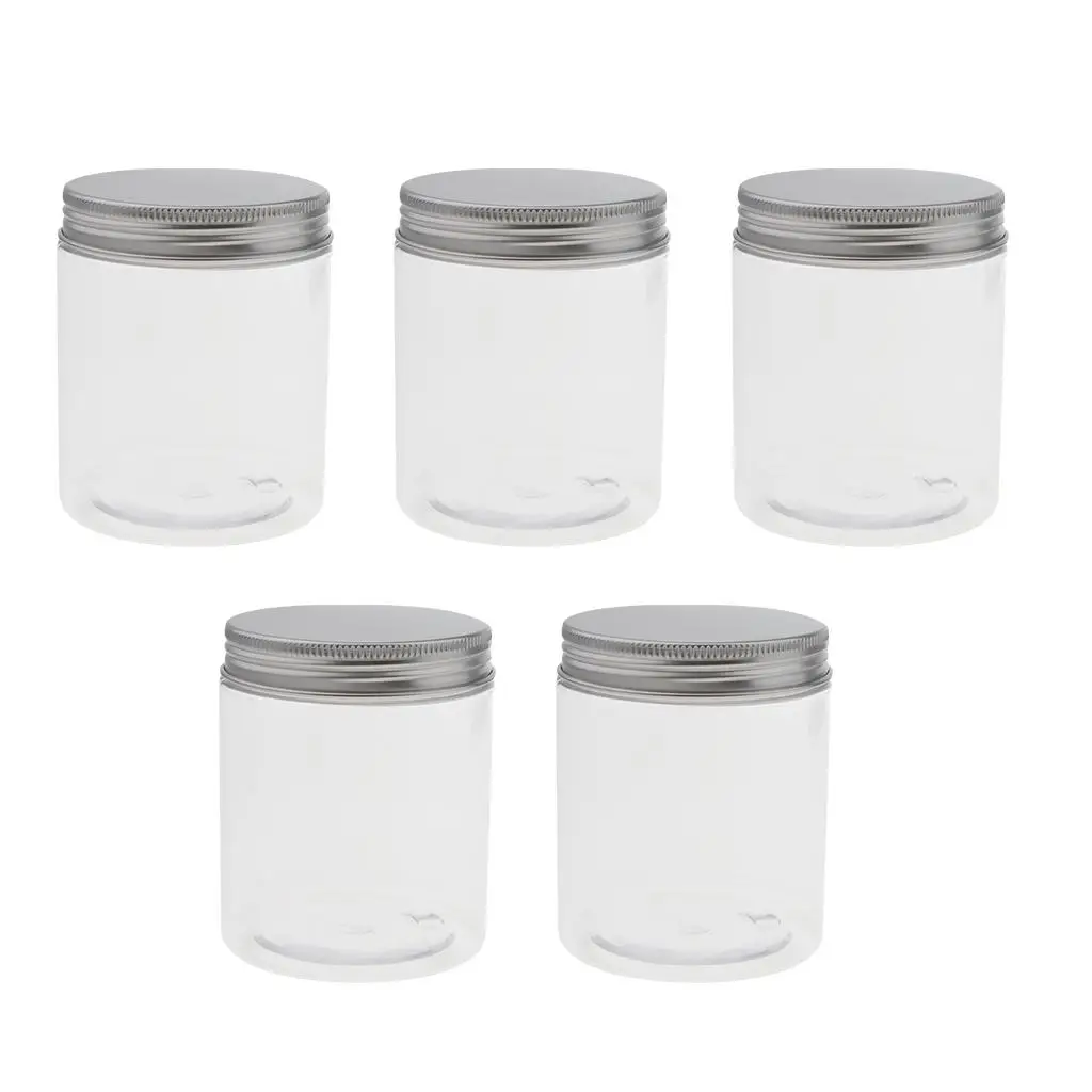 5x 250ml Plastic Makeup Pot Jars Empty Cosmetics Containers Screw Lid