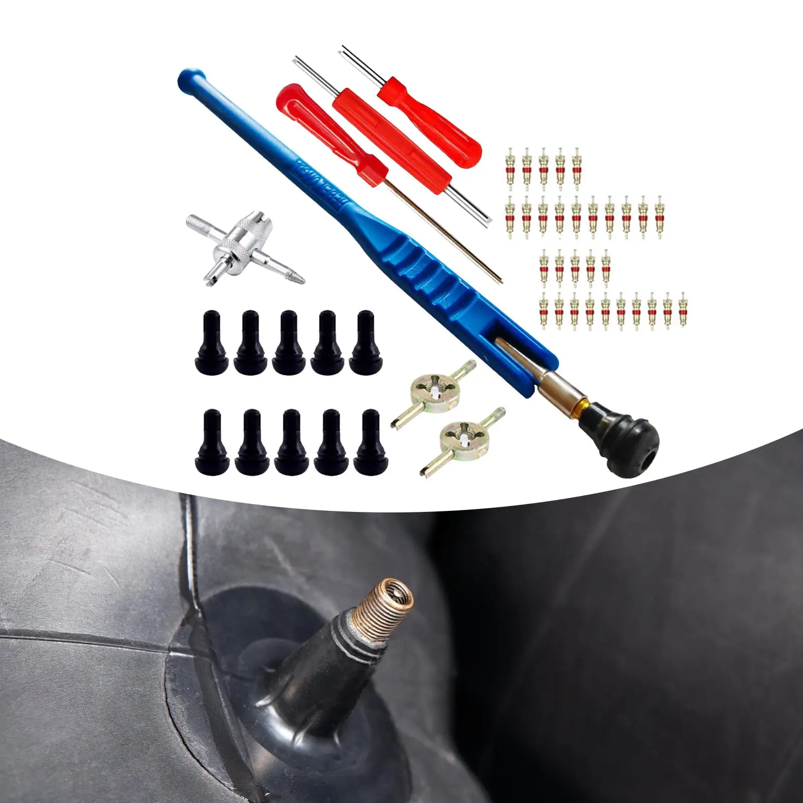 47x Tire Valve Stem Puller Tools Set Multifunctional for Motorcycle Car