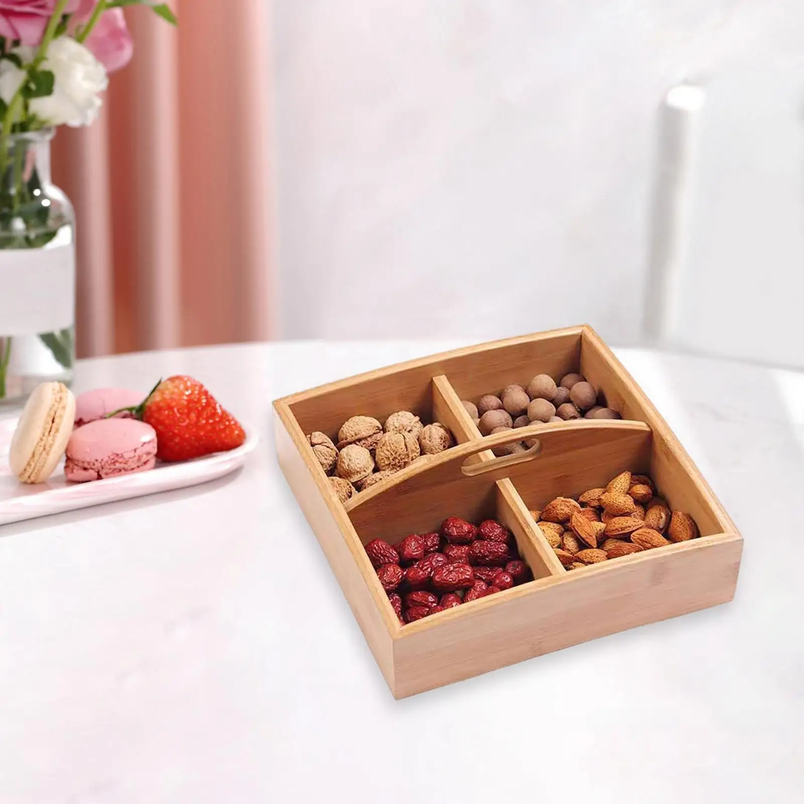 Dried Fruit Box, Serving Platter 4 Compartment Sectional Serving Tray for Dessert