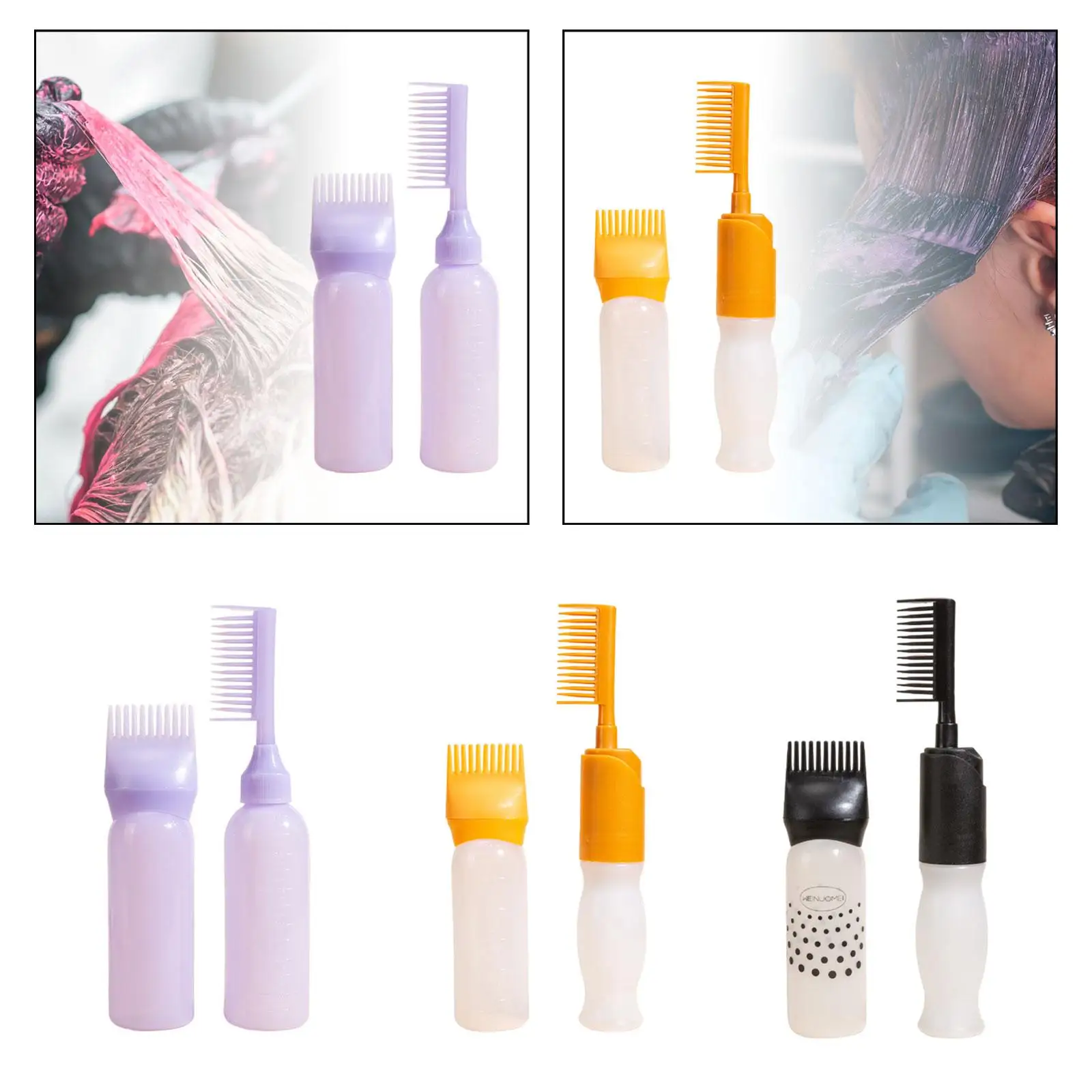 2 Pieces Root Comb Applicator Bottle Squeeze Bottle Empty 120ml Refillable Hair Dye Applicator Brush for Hair Care Lightweight